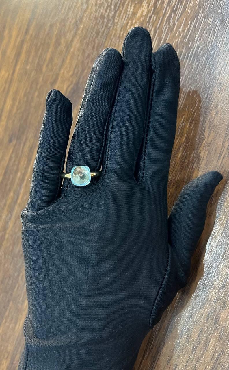 Blue Topaz Unique Nudo Faceted Cut 14K Yellow Gold Statement Cocktail Ring For Sale 4