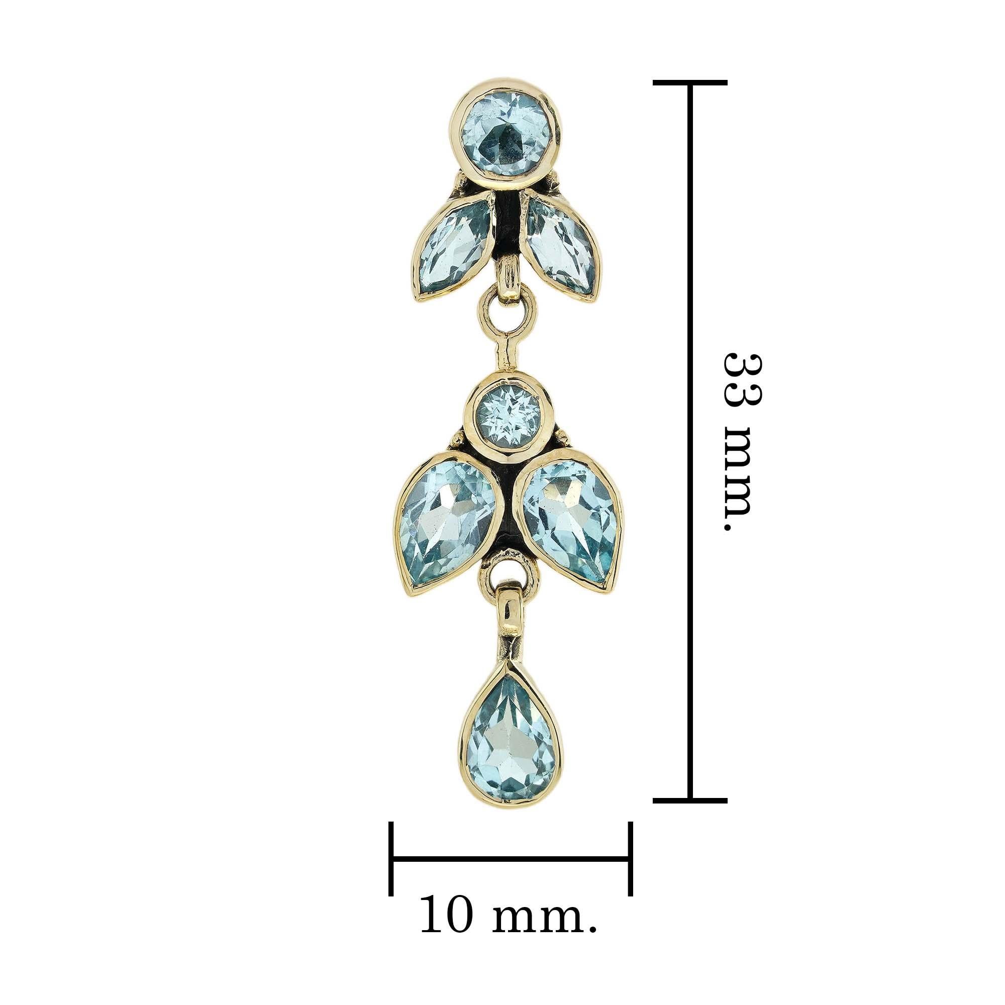 Pendientes Mariposa Estilo Vintage Topacio Azul en Oro Macizo de 9 K en Nuevo estado para la venta en Bangkok, TH