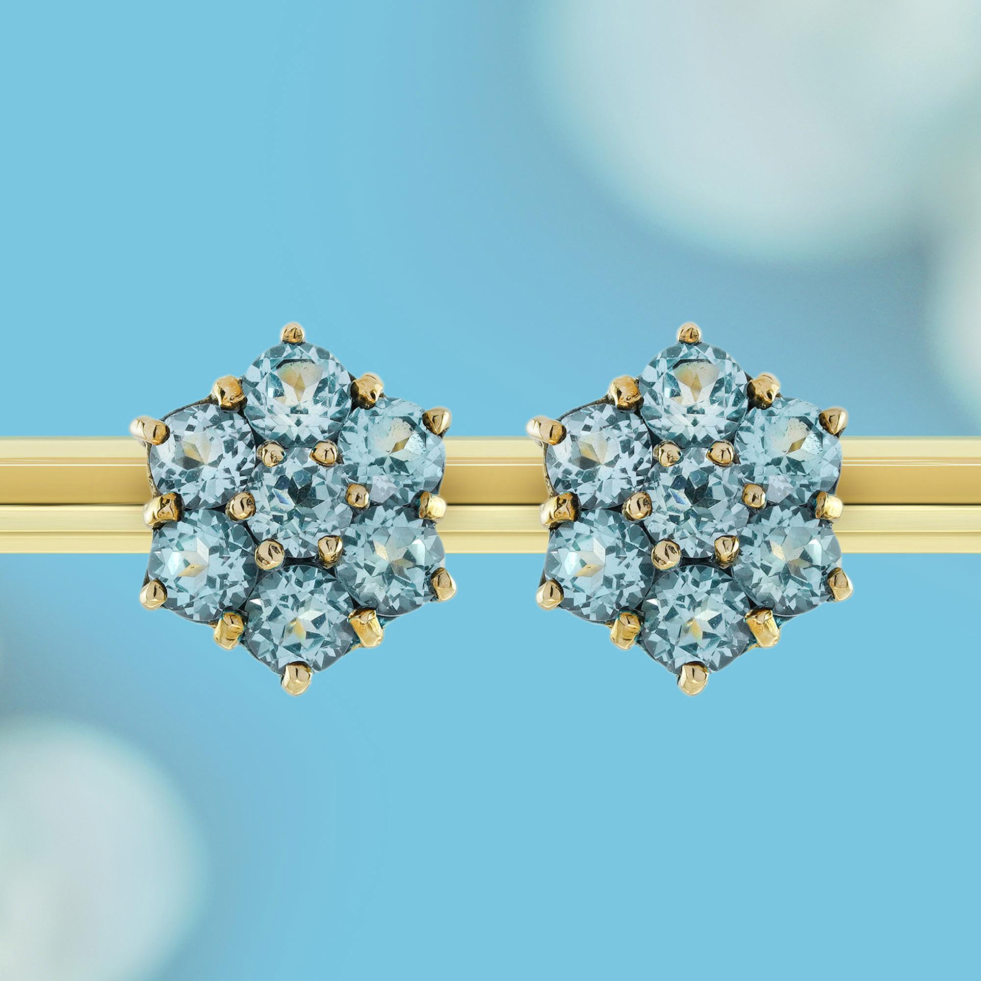 Bloom in Timeless Elegance.
Enhance your jewelry collection with these exquisite Natural Blue Topaz Floral Stud Earrings in Solid 9K Gold. Designed with a vintage-inspired floral motif, these earrings are a perfect symbol of grace and beauty. The