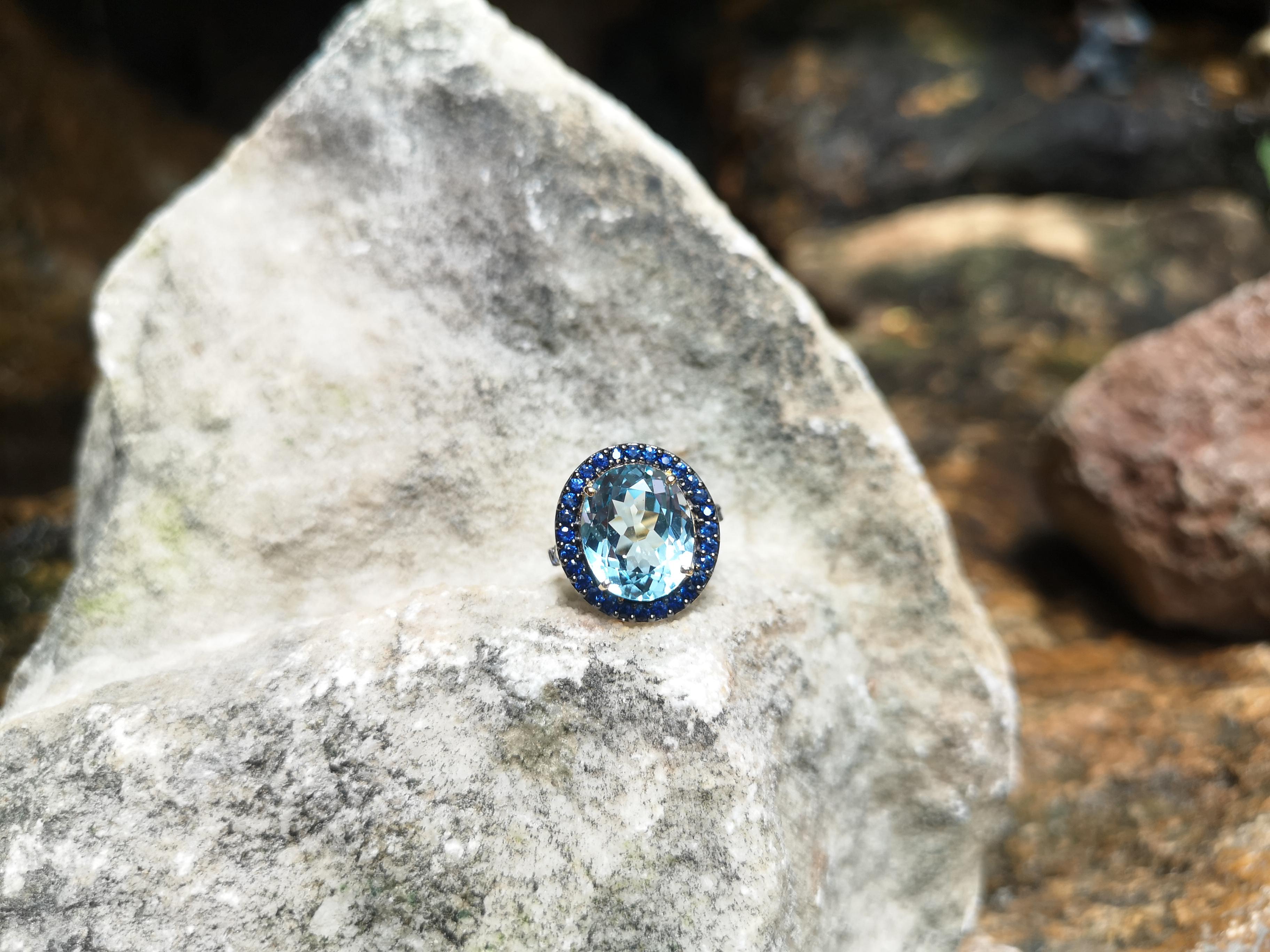 blue sapphire and blue topaz ring