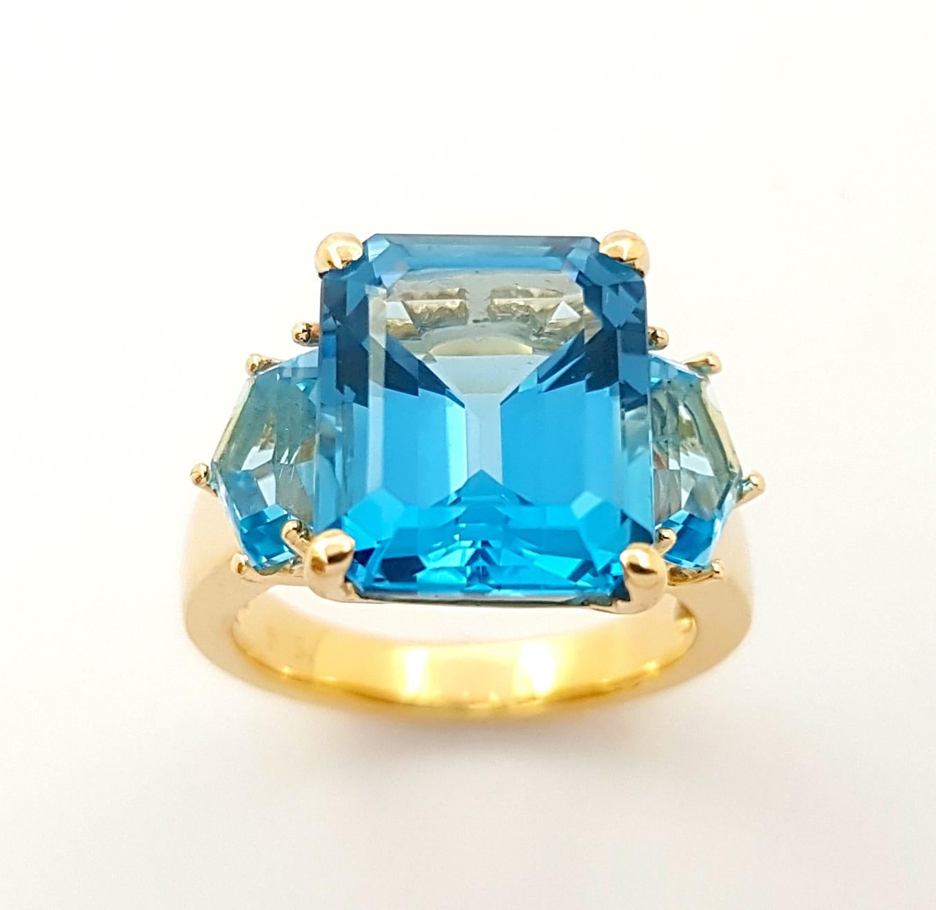 Ring mit blauem Topas und blauem Topas in 14 Karat Goldfassungen gefasst im Angebot 3