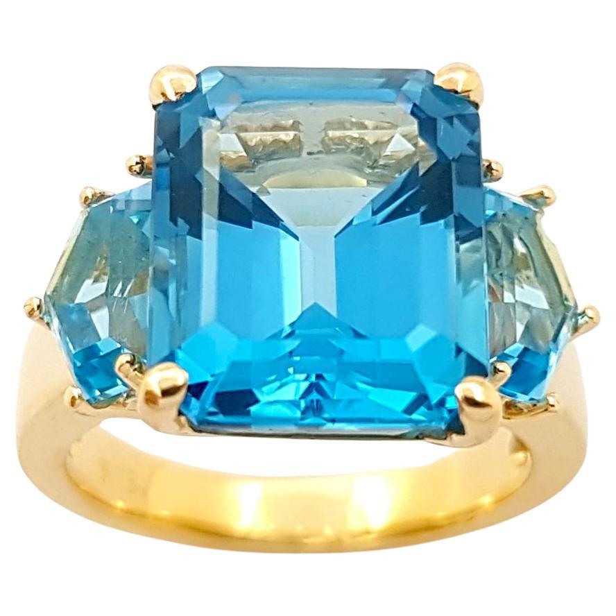 Ring mit blauem Topas und blauem Topas in 14 Karat Goldfassungen gefasst im Angebot