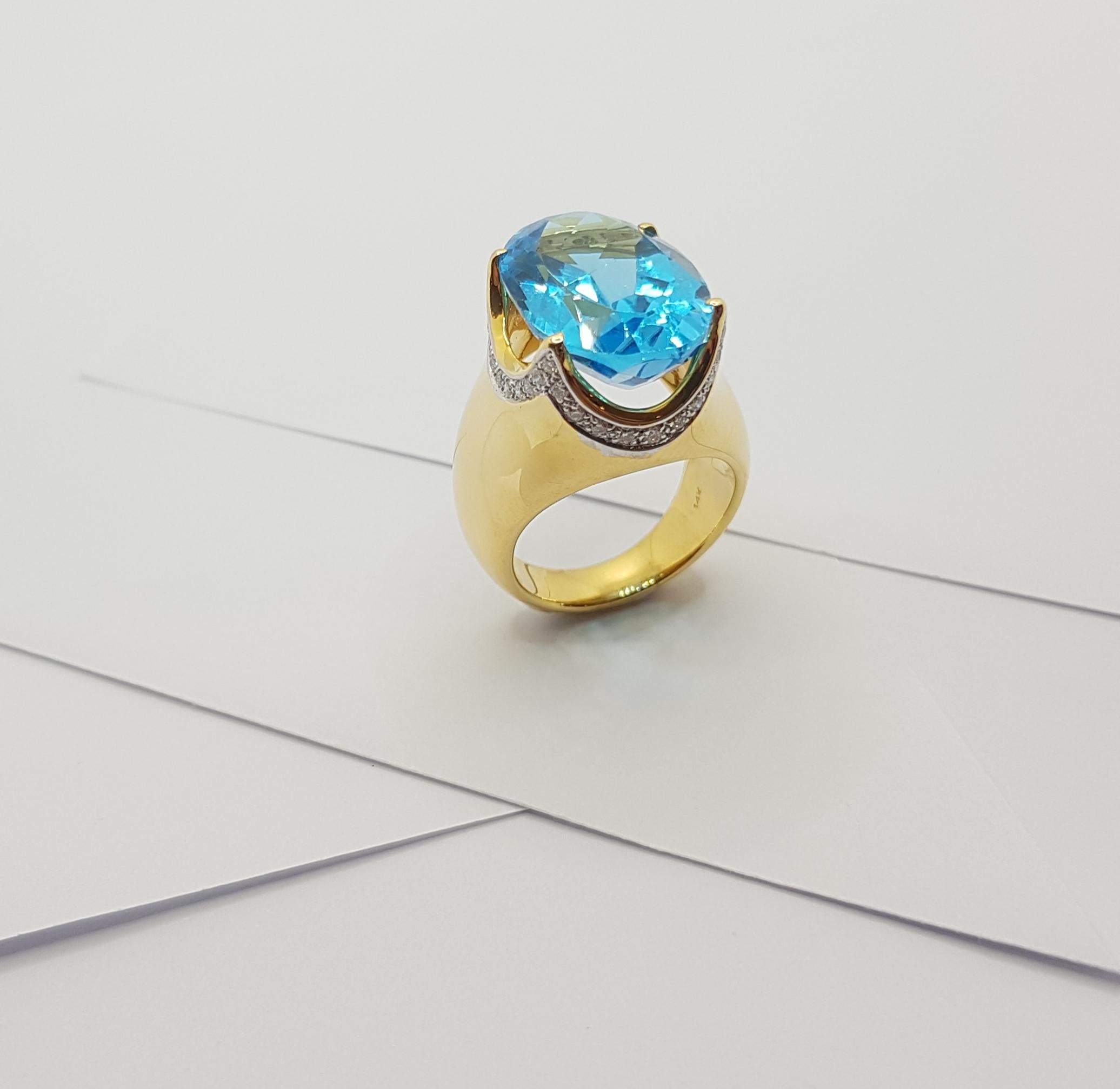 Bague en or 18 carats sertie d'une topaze bleue et de diamants en vente 13