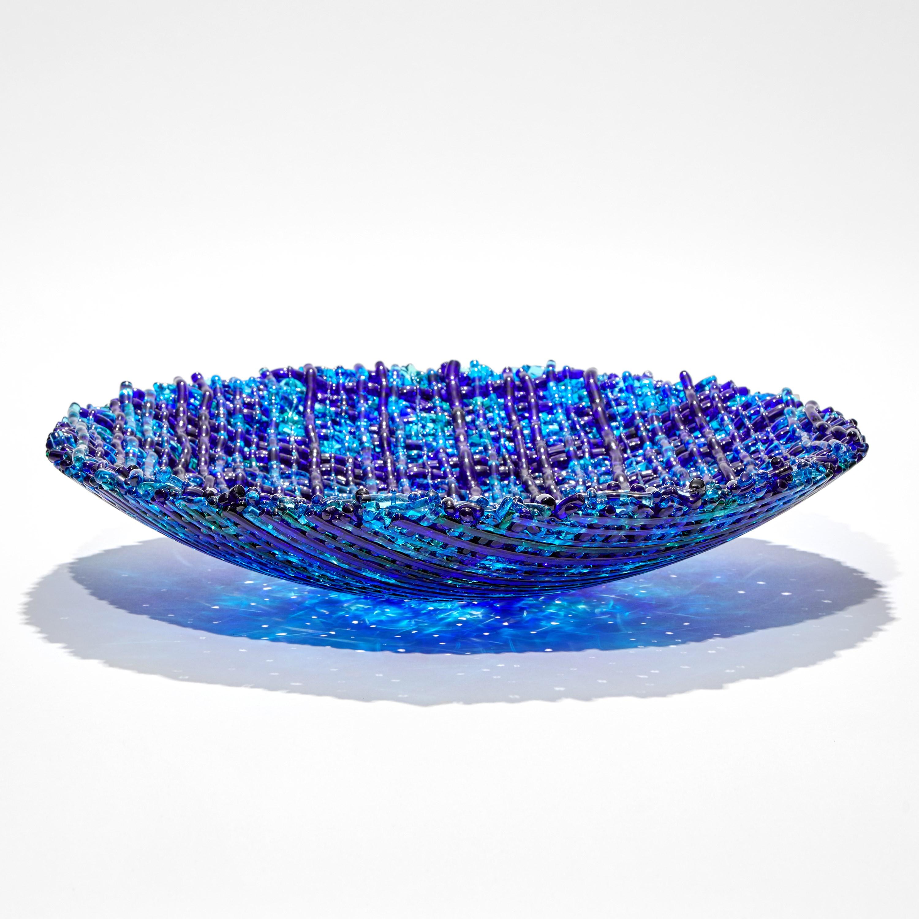 Organic Modern Blue Topography, a Woven Glass Sculptural Centrepiece by Cathryn Shilling