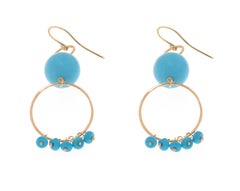 Blue Torquoise 9 Karat Rose Gold Dangle Earrings Handcrafted in Italy