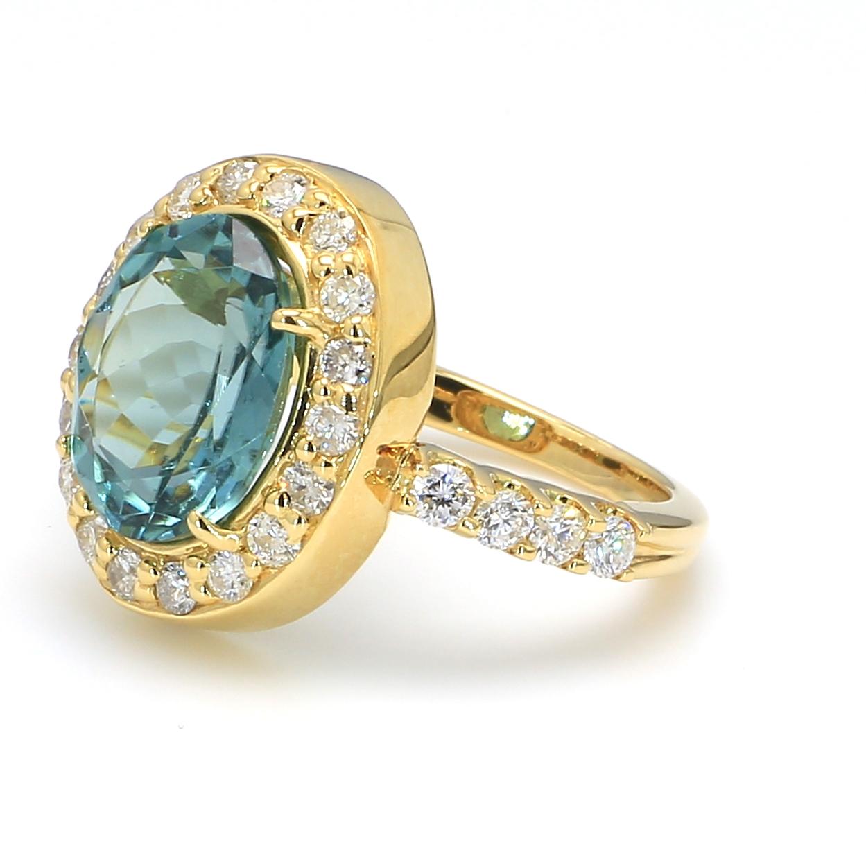 Bochic “Capri” Blue Tourmaline and Diamond Halo Cocktail Ring  2