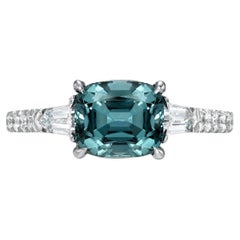 Blue Tourmaline Ring 1.63 Carat Cushion