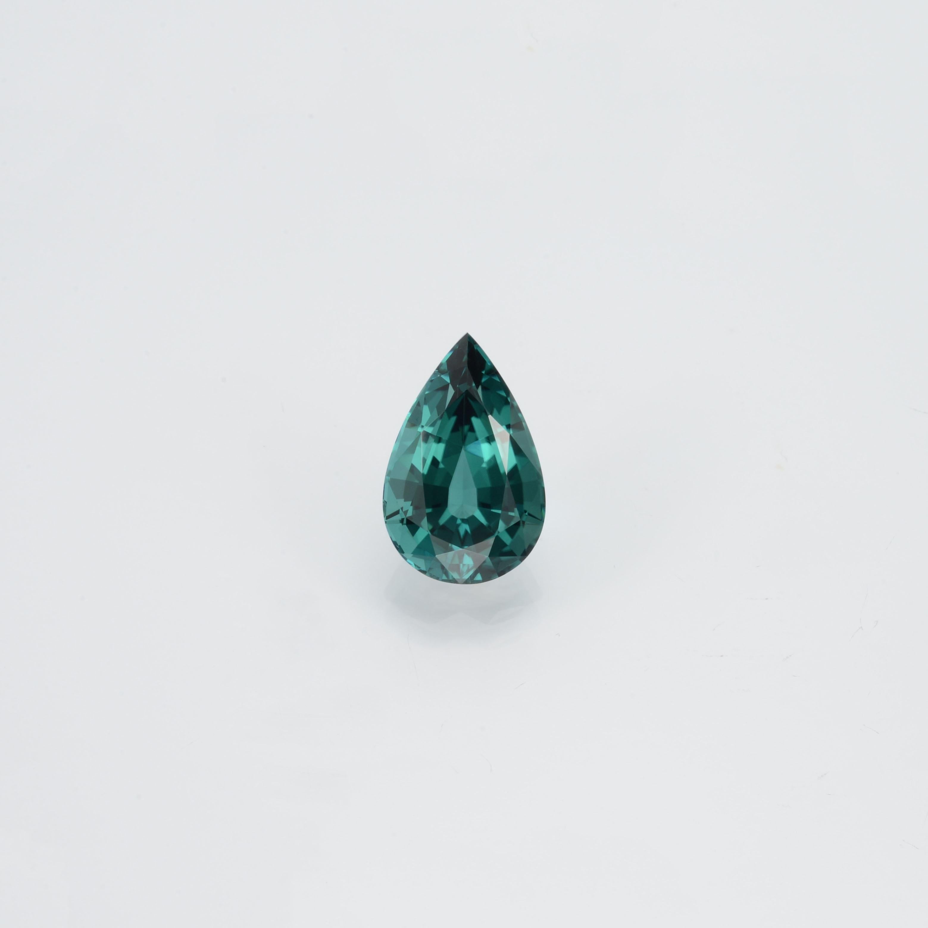 Contemporary Blue Tourmaline Ring Gem 3.86 Carat Pear Shape Loose Gemstone