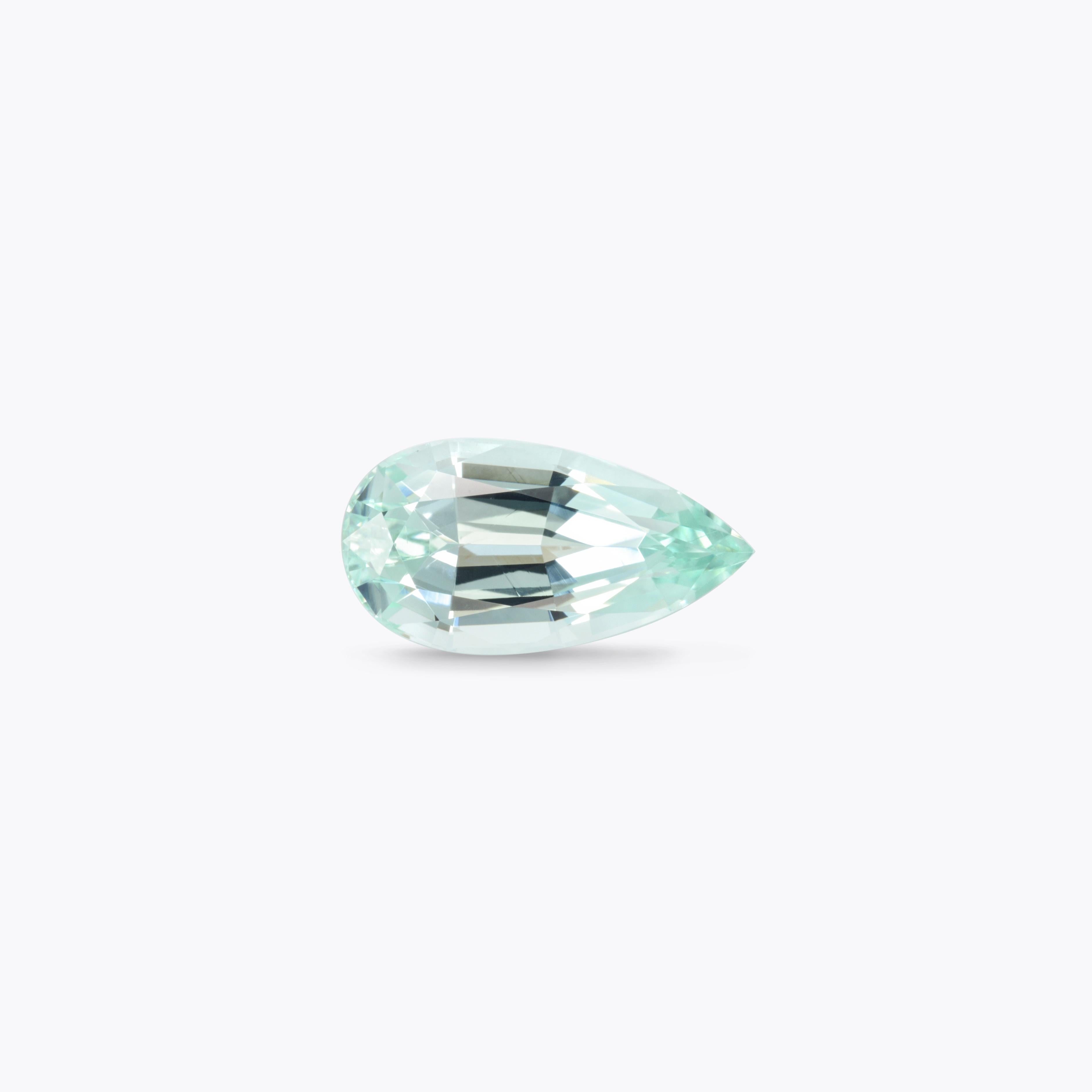 Contemporary Blue Tourmaline Ring Necklace Gem 7.39 Carat Pear Shape Loose Gemstone