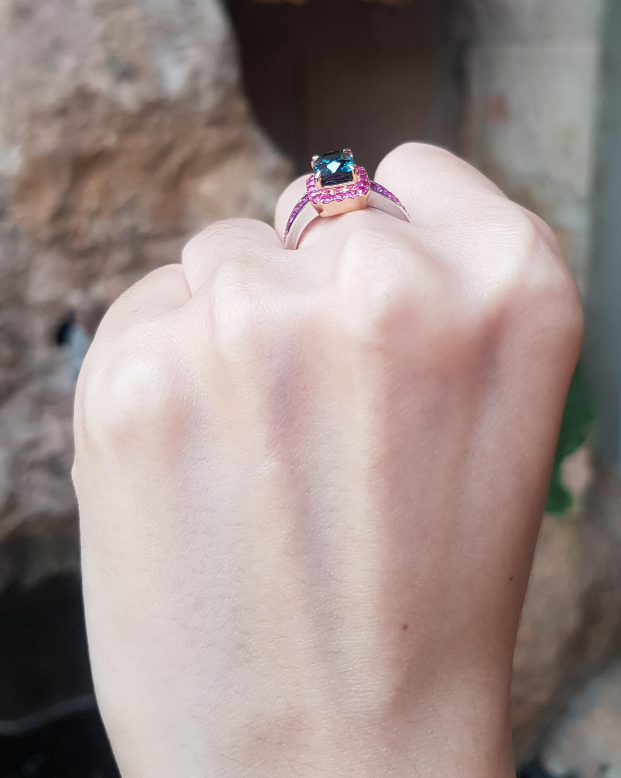 pink tourmaline and blue sapphire ring