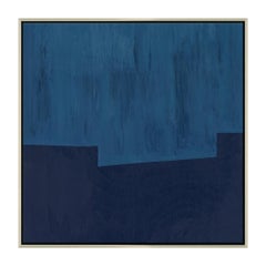 Impression murale décorative abstraite carrée « Blue Towers » en forme de tours, par CuratedKravet