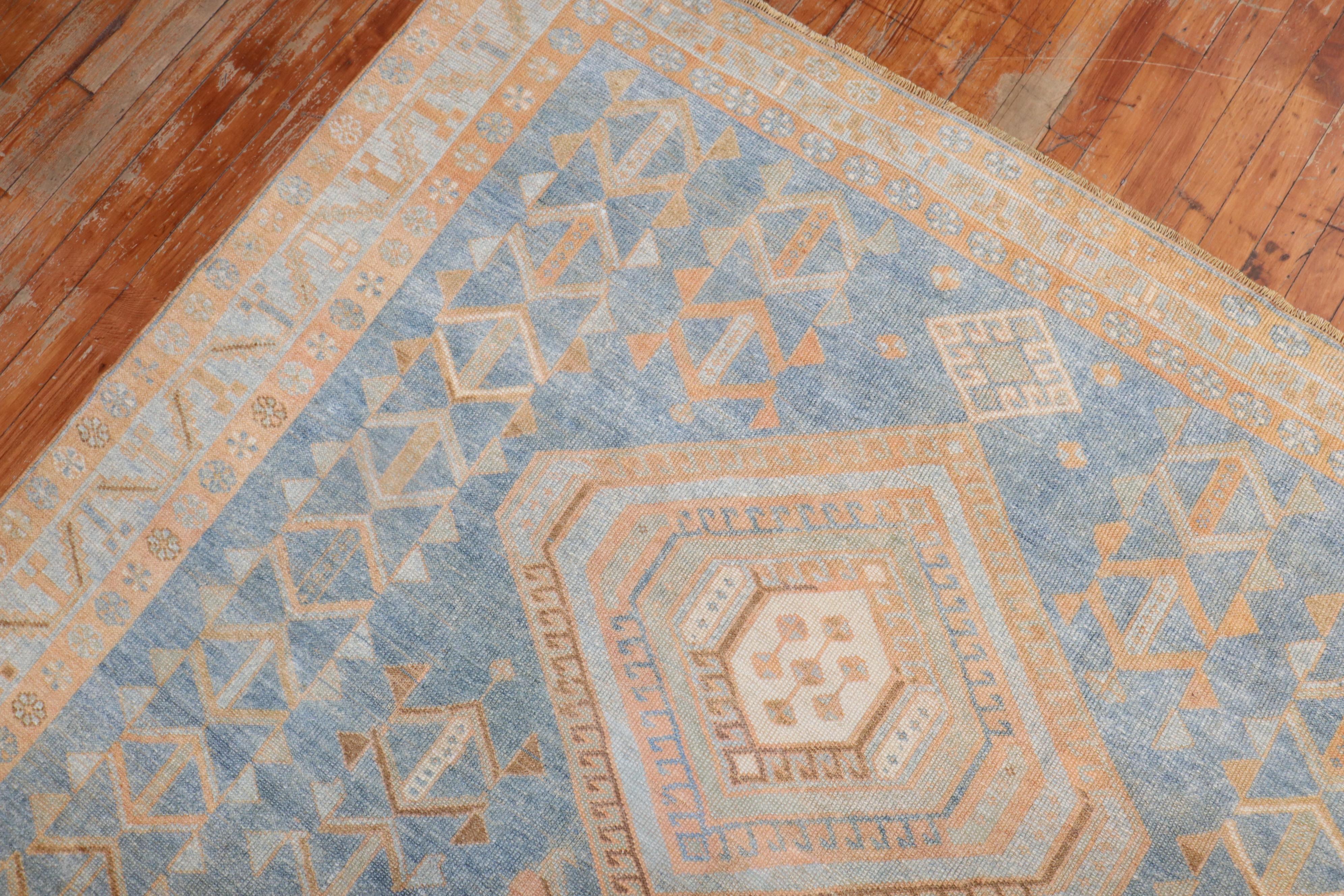 Hand-Knotted Blue Tribal Antique Malayer Rug For Sale