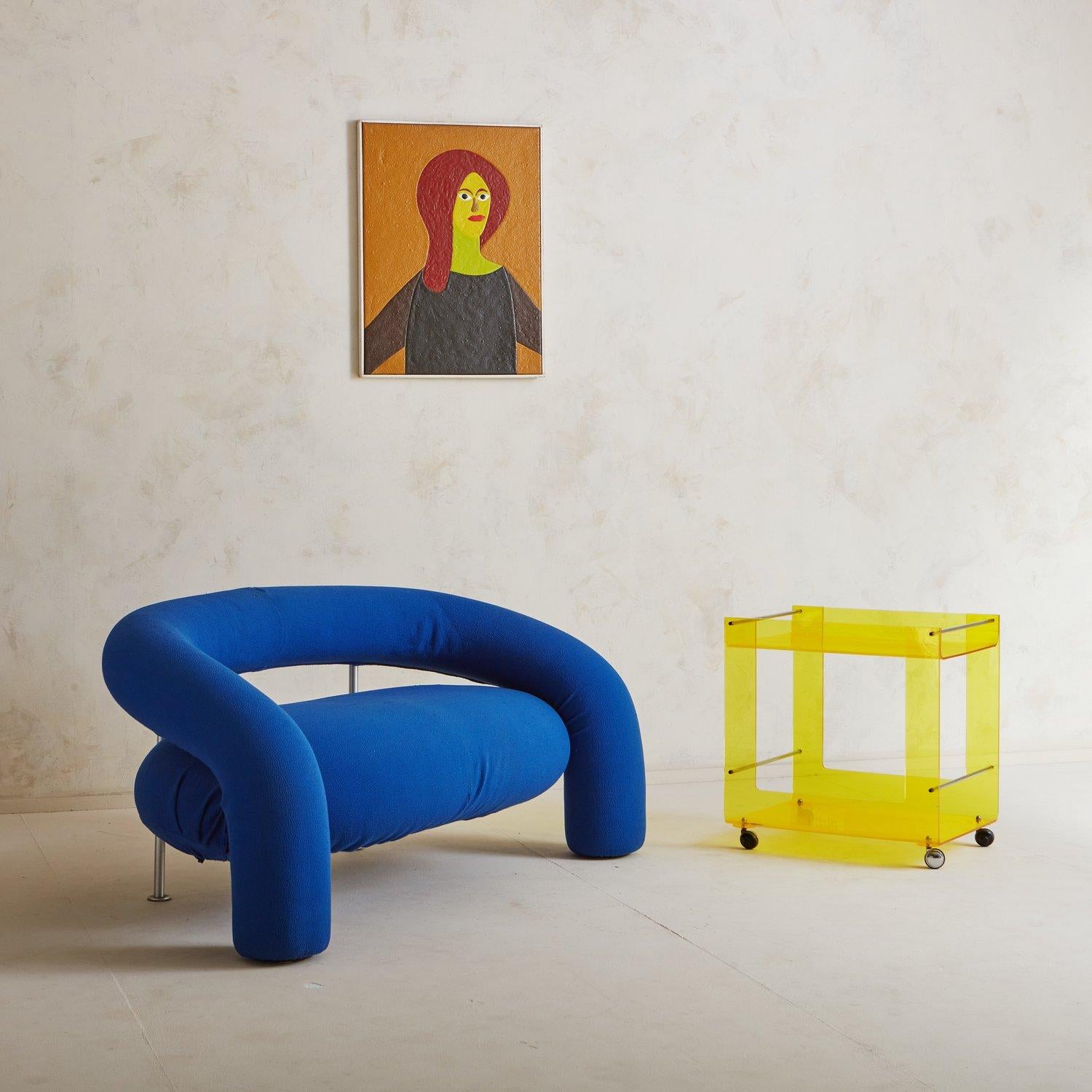 Modern Blue Tube Sofa by Anna + Carlo Bartoli for Rossi Di Albizzate, Italy 1990s