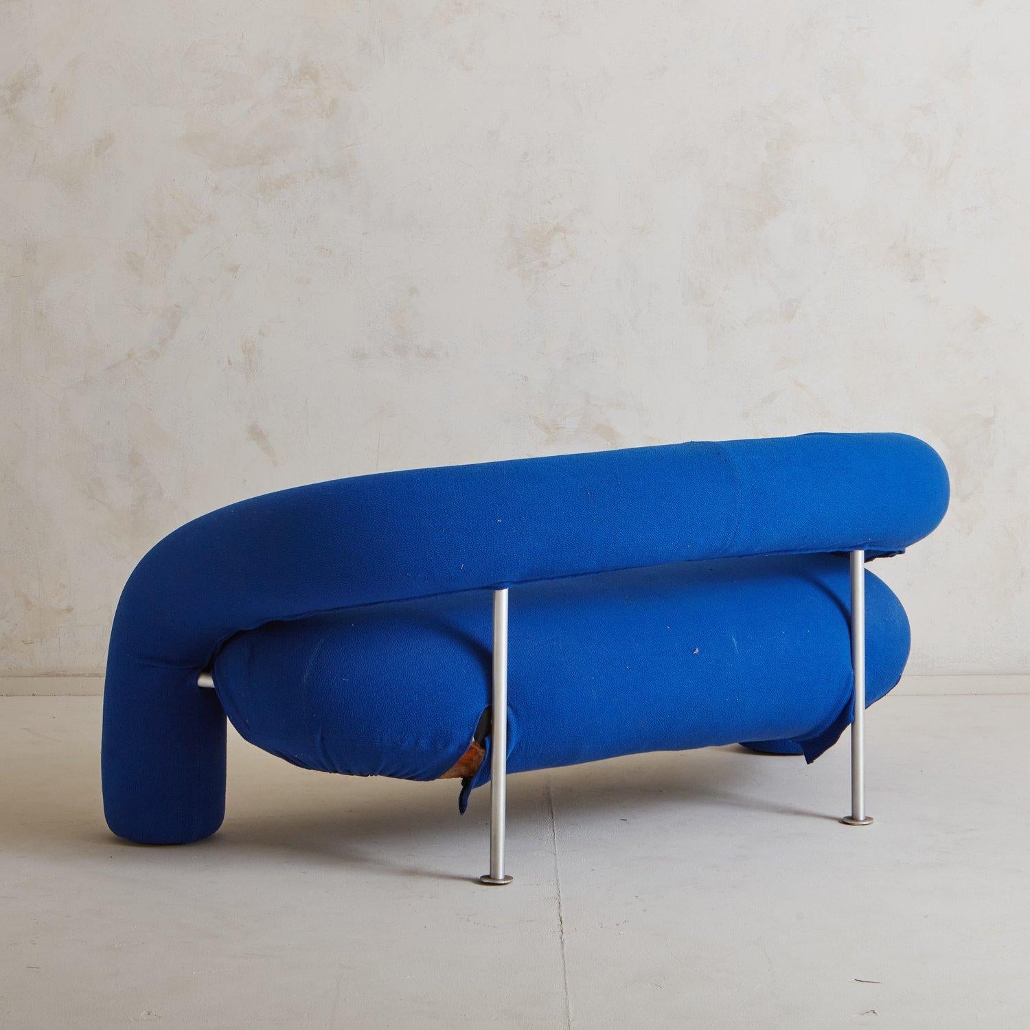 Blue Tube Sofa by Anna + Carlo Bartoli for Rossi Di Albizzate, Italy 1990s In Good Condition In Chicago, IL