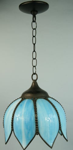 Blue Tulip Glass Pendant '2 Available'