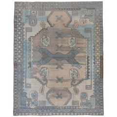 Blue Turkish Oushak Carpet, circa 1940s
