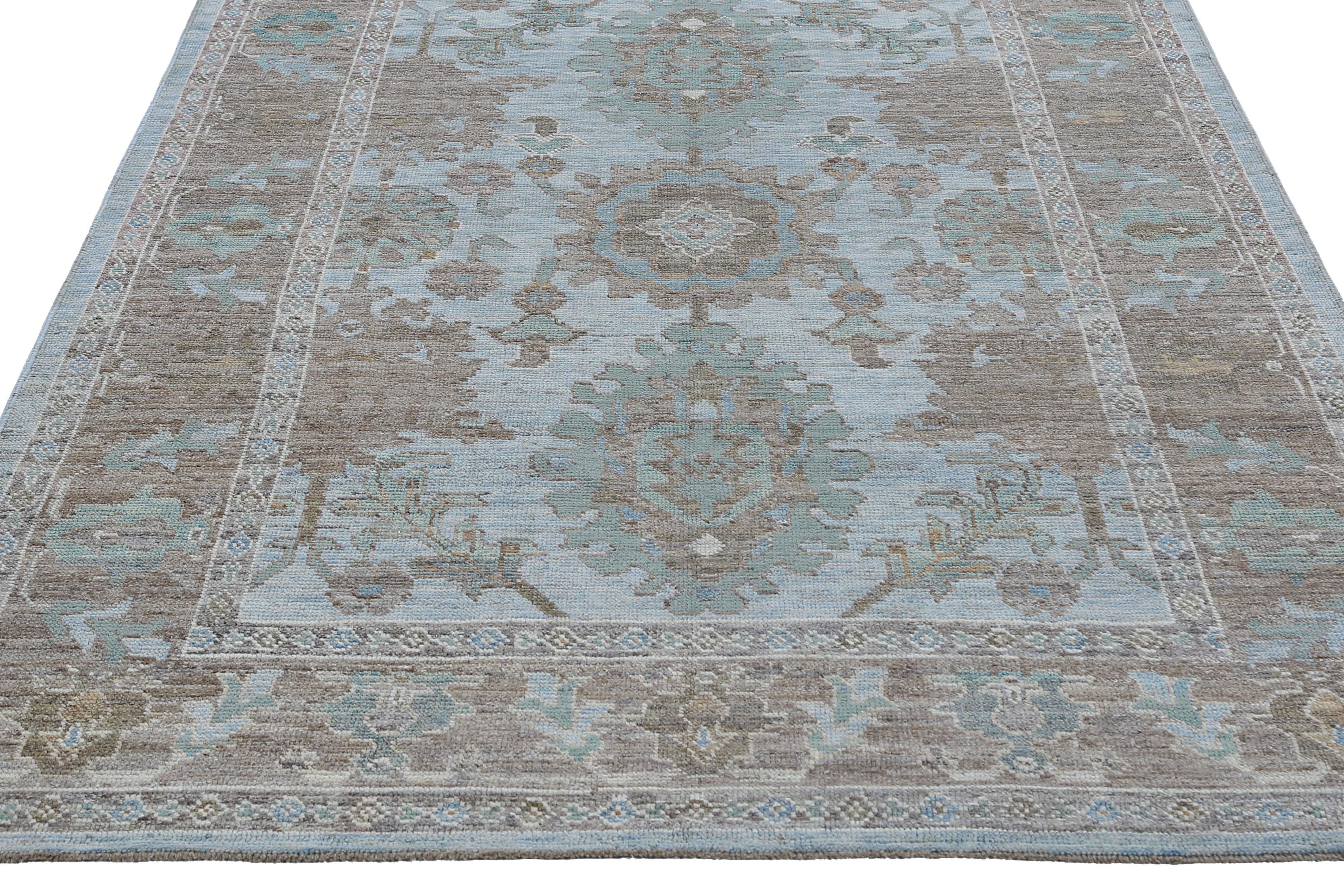 Blue Turkish Sultanabad Rug For Sale 4