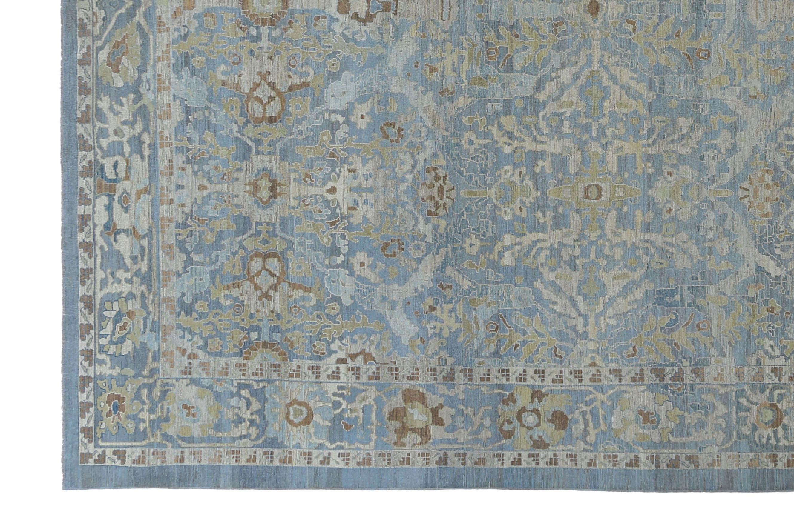 Blue Turkish Sultanabad Rug For Sale 4