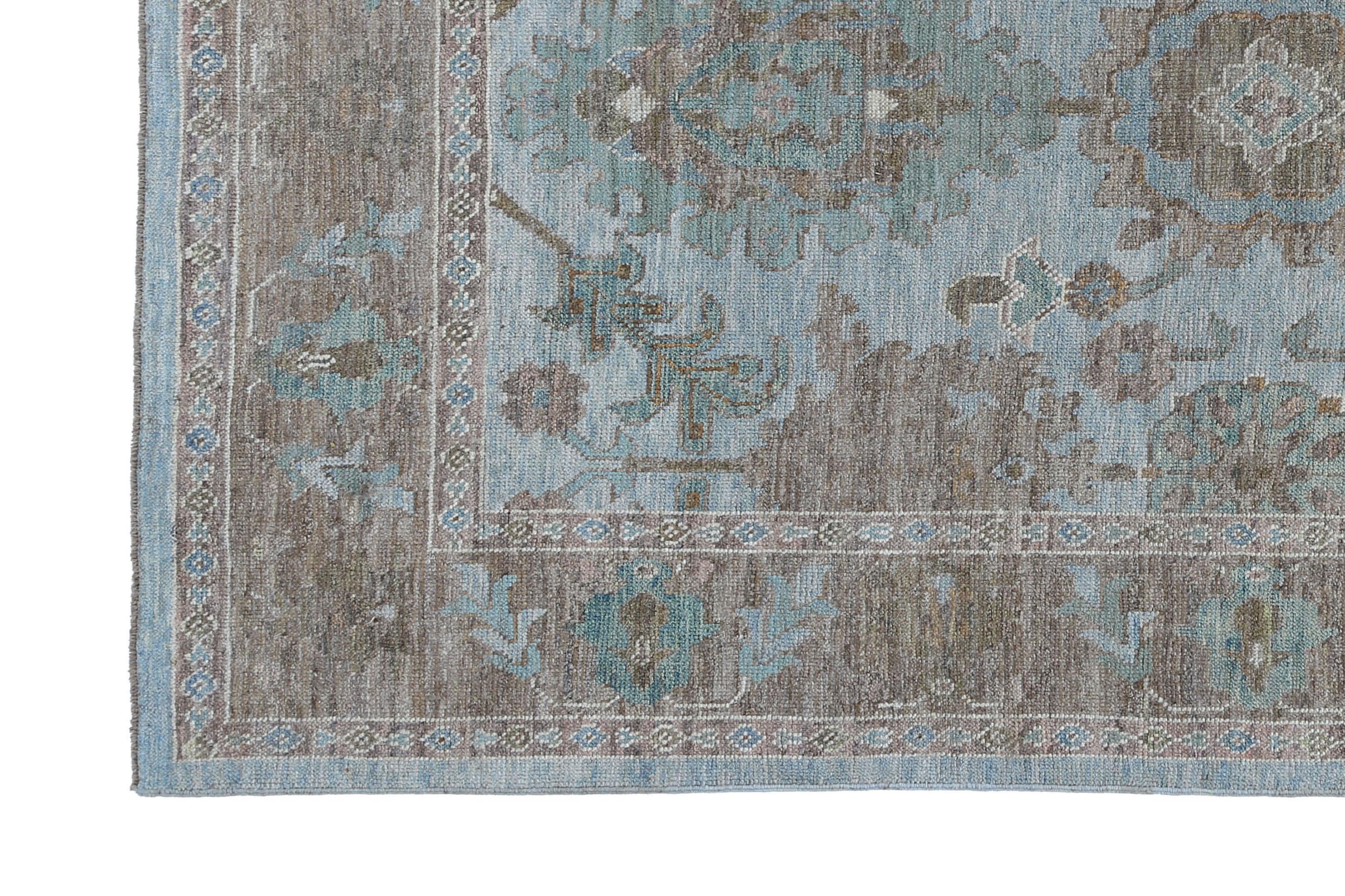 Blue Turkish Sultanabad Rug For Sale 5