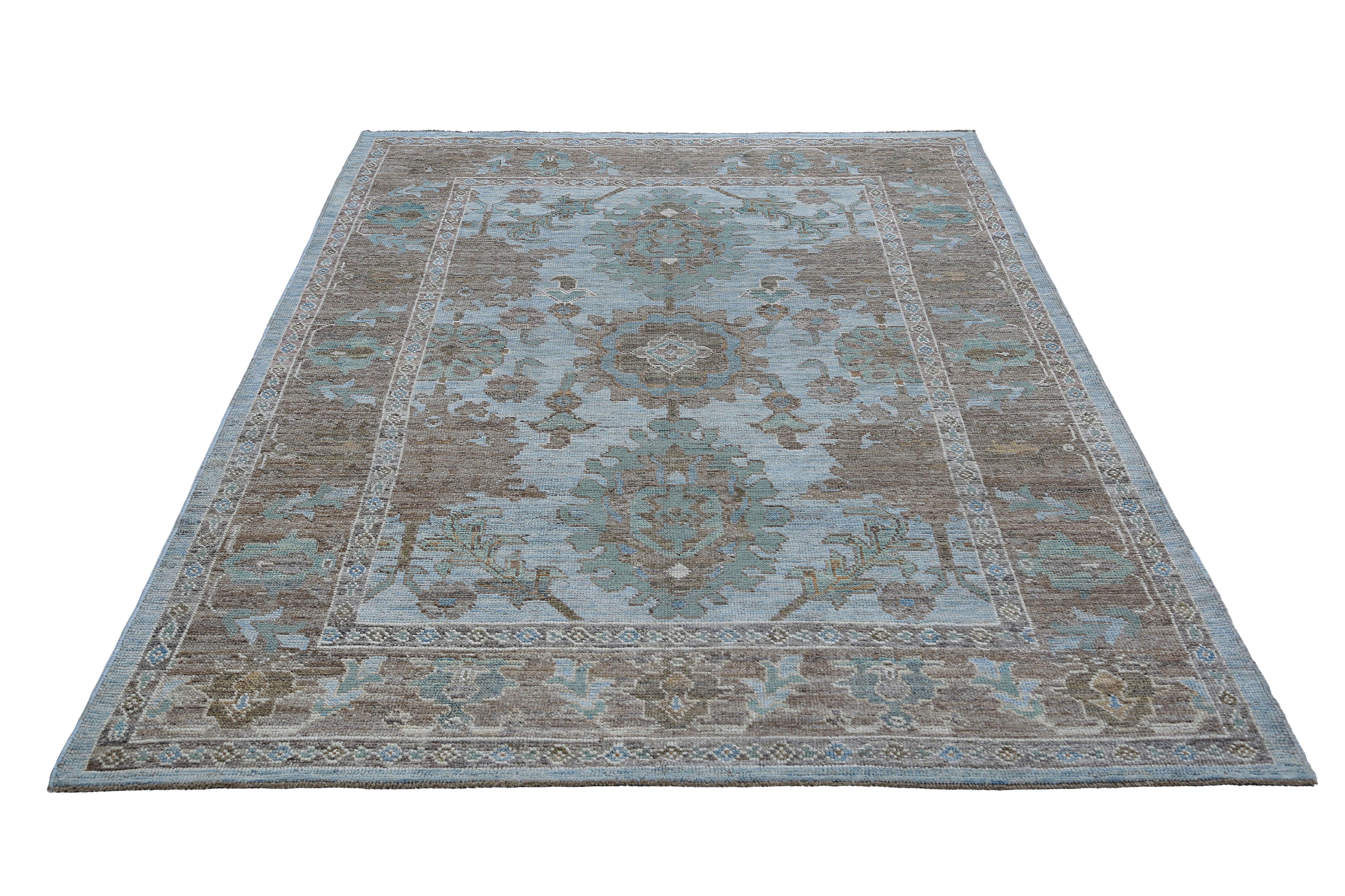 Blue Turkish Sultanabad Rug In New Condition For Sale In Dallas, TX