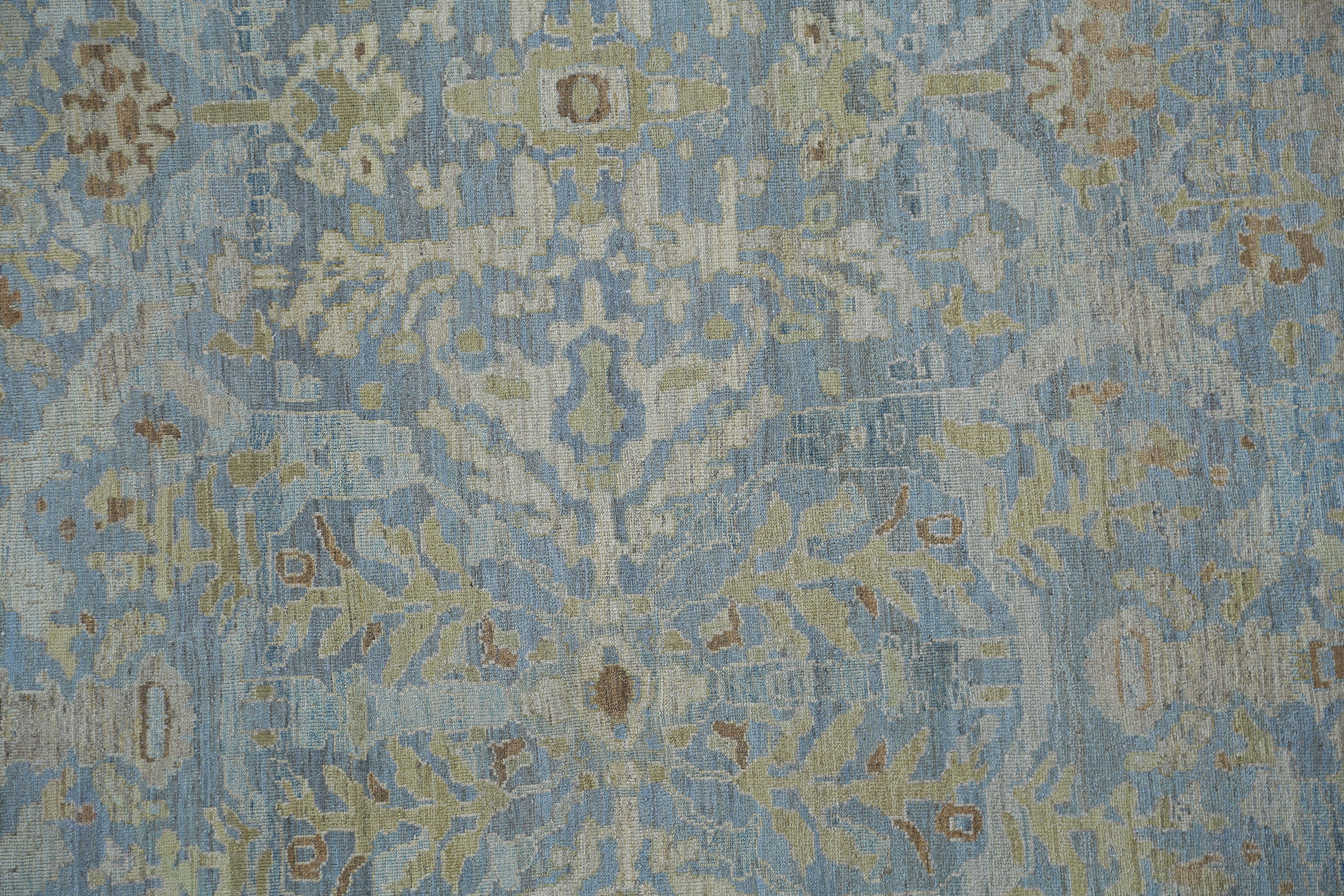 Contemporary Blue Turkish Sultanabad Rug For Sale