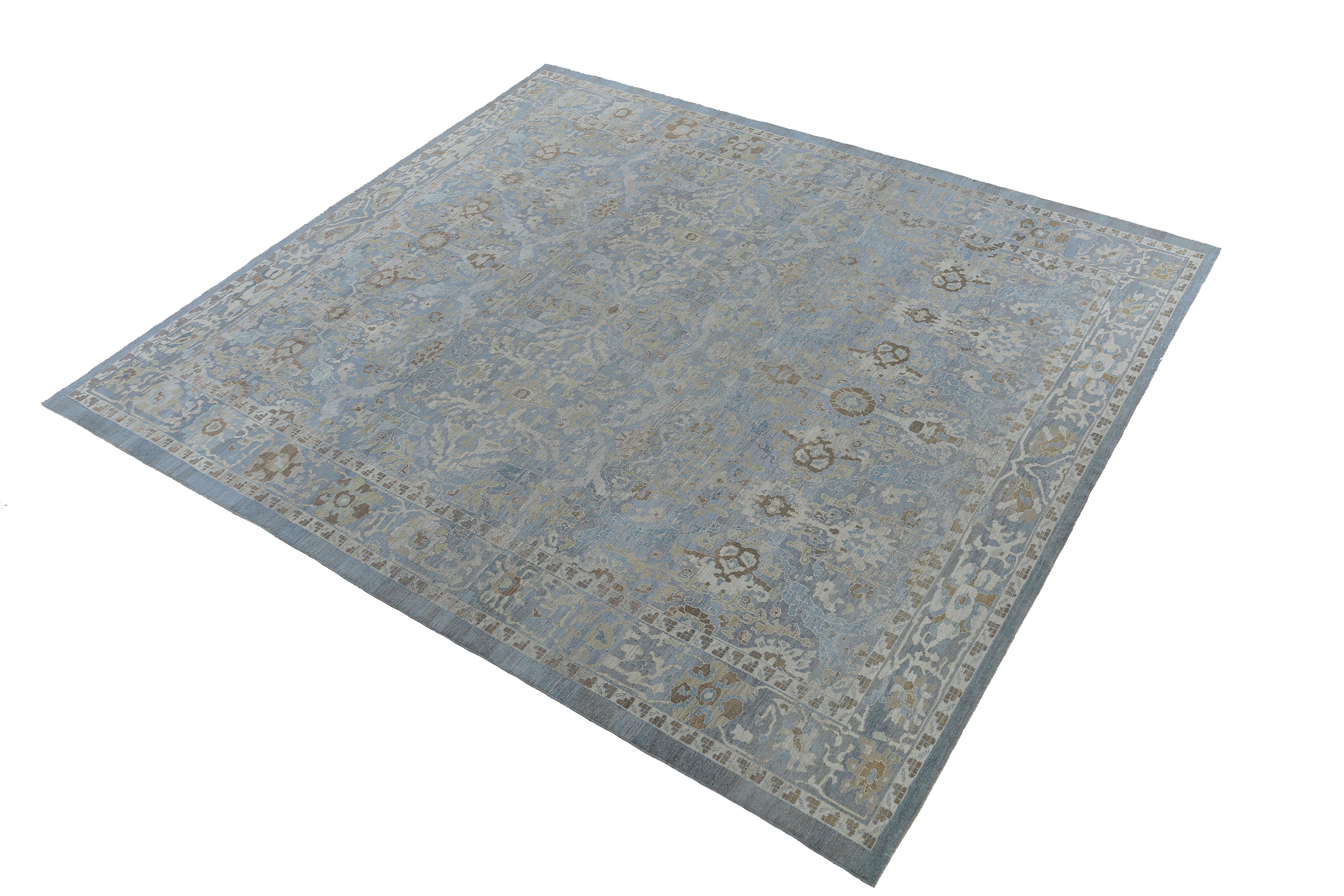 Blue Turkish Sultanabad Rug For Sale 1
