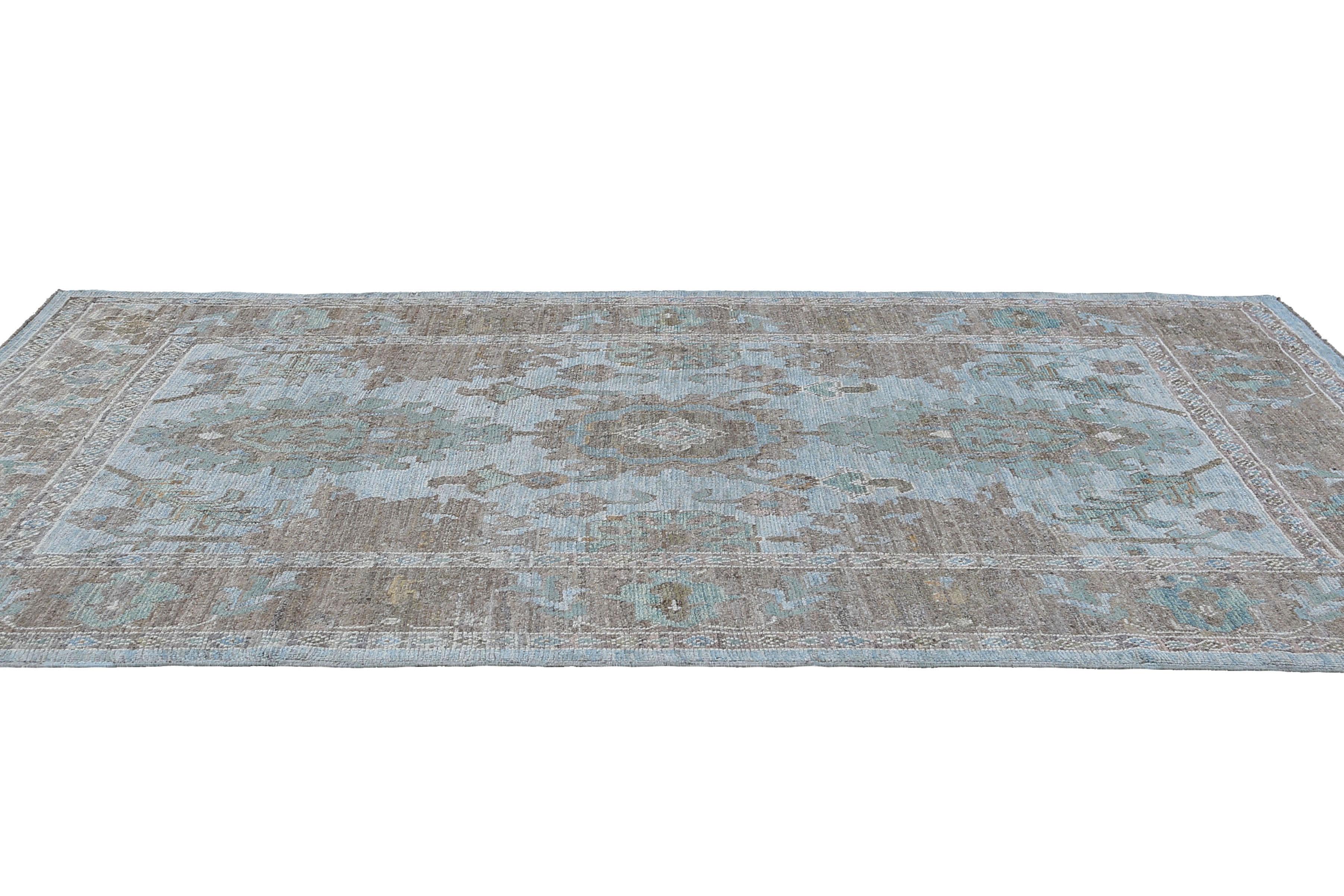 Blue Turkish Sultanabad Rug For Sale 2