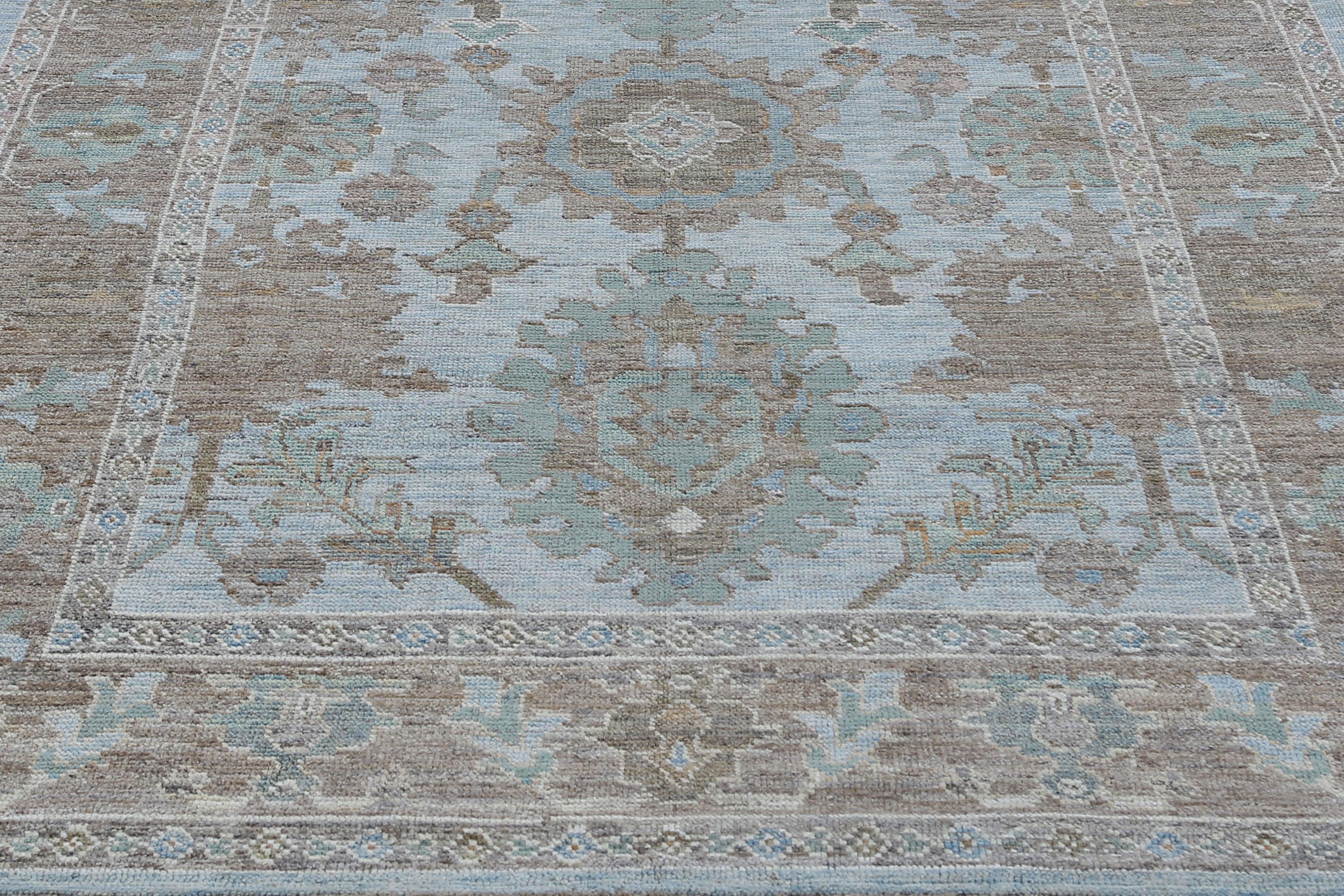 Blue Turkish Sultanabad Rug For Sale 3