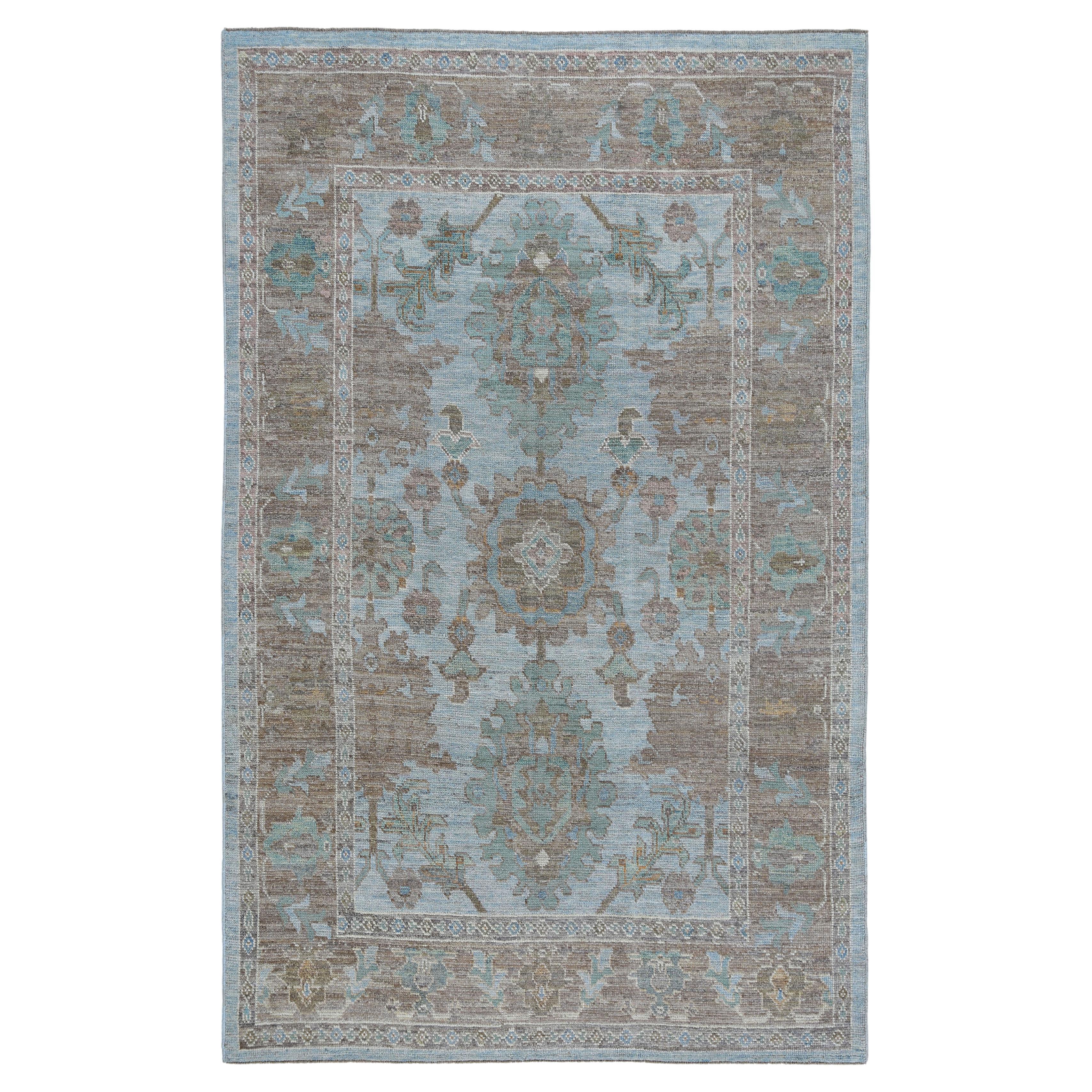 Blue Turkish Sultanabad Rug For Sale