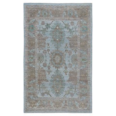 Afghanistan Oushak Area Rugs Circa 1990 - Wool Blue Brown Green Design - 95529