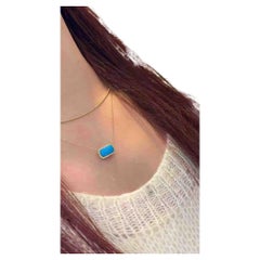 Blue Turquoise Diamond Pendant 18K Gold 0.33ct Diamonds