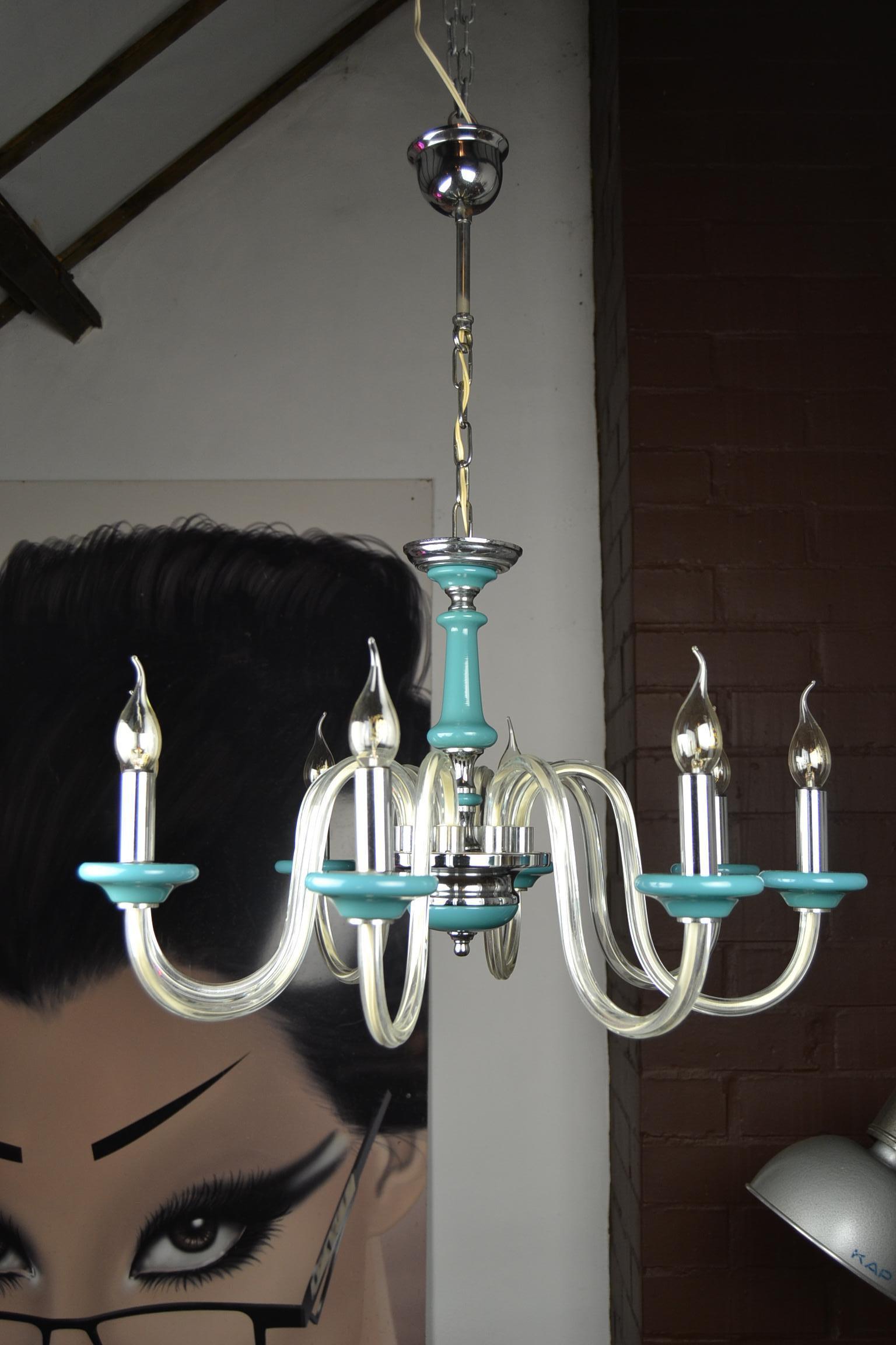 turquoise glass chandelier