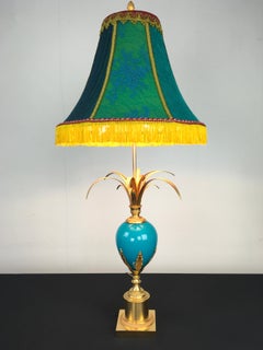 Blue Turquoise Opaline Ostrich Egg Table Lamp, S.A. Boulanger, Belgium