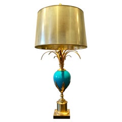 Blue Turquoise Opaline Ostrich Egg Table Lamp, S.A. Boulanger, Belgium