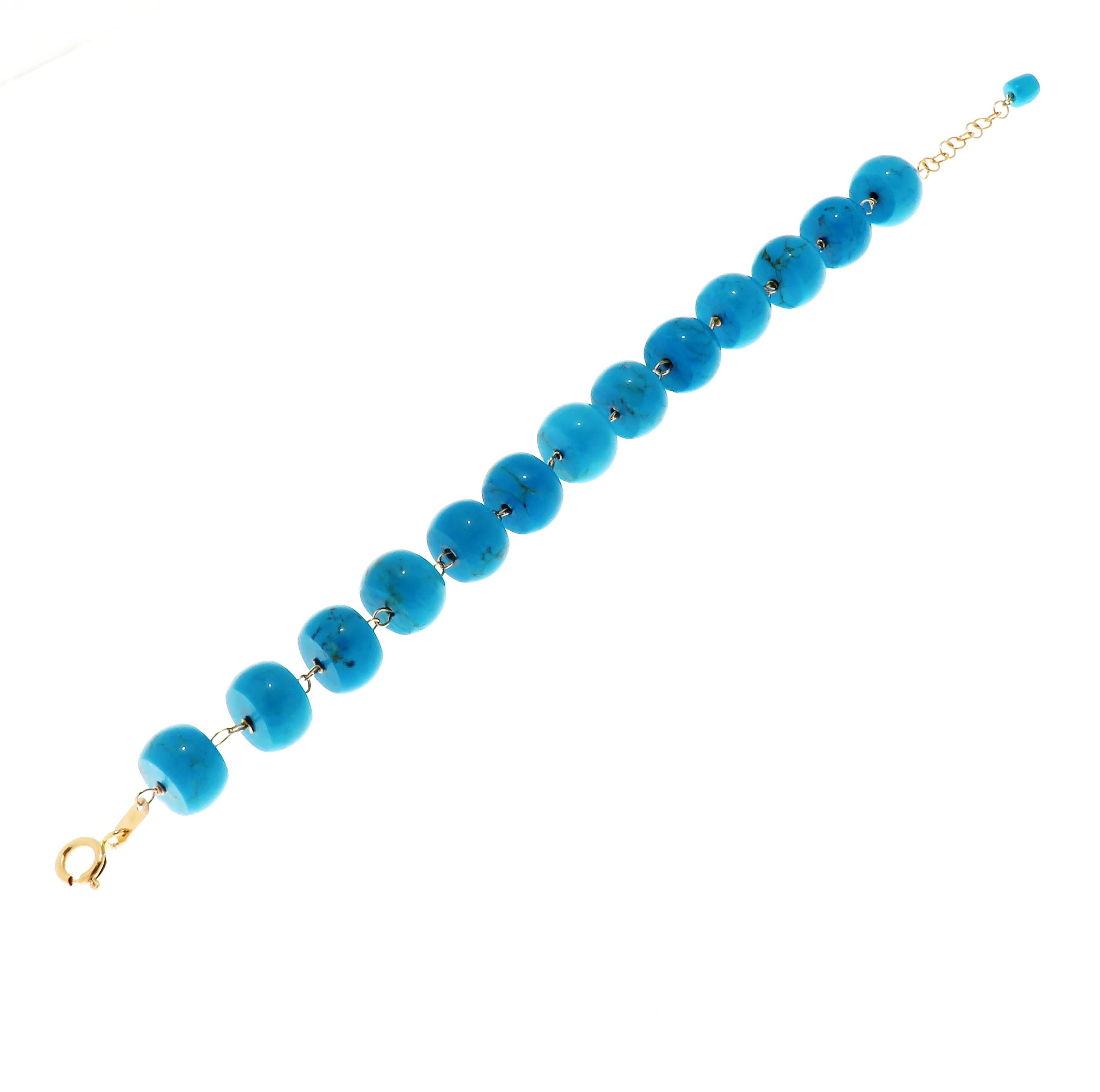 Blue Turquoises 9 Karat Rose Gold Bracelet Handcrafted in Italy In New Condition In Milano, IT