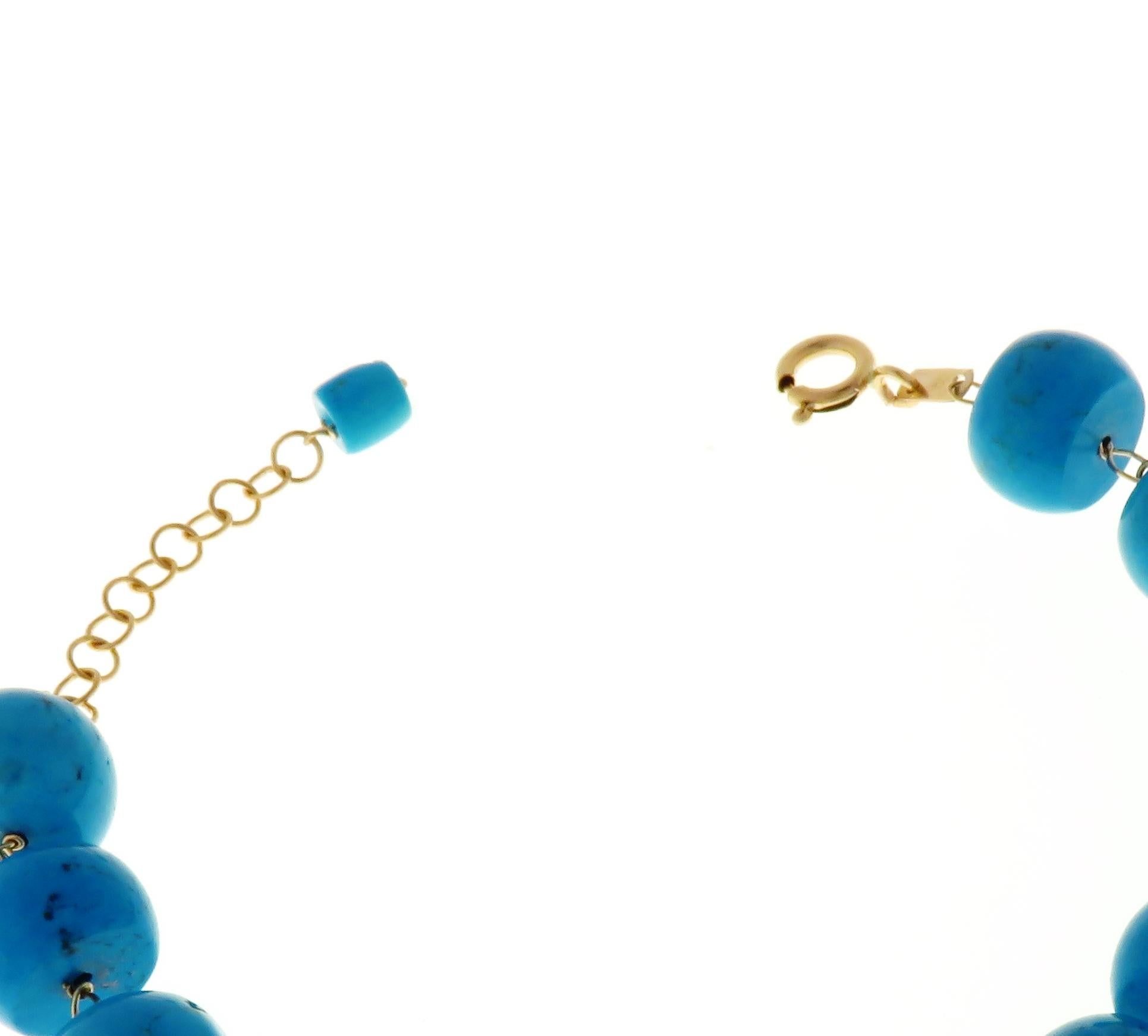 Women's Blue Turquoises 9 Karat Rose Gold Bracelet Handcrafted in Italy