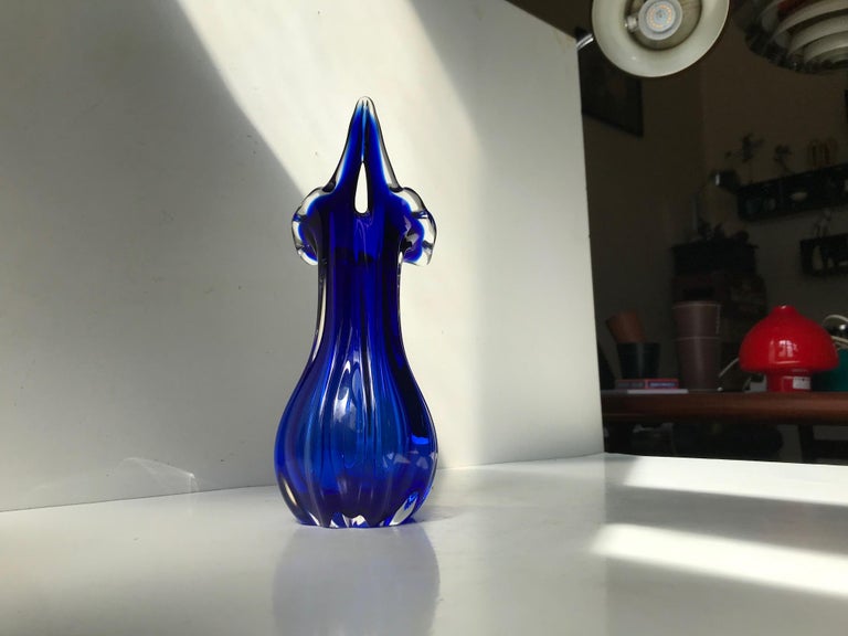Blue Twisted Murano Glass Vase from Seguso, 1960s For Sale at 1stDibs