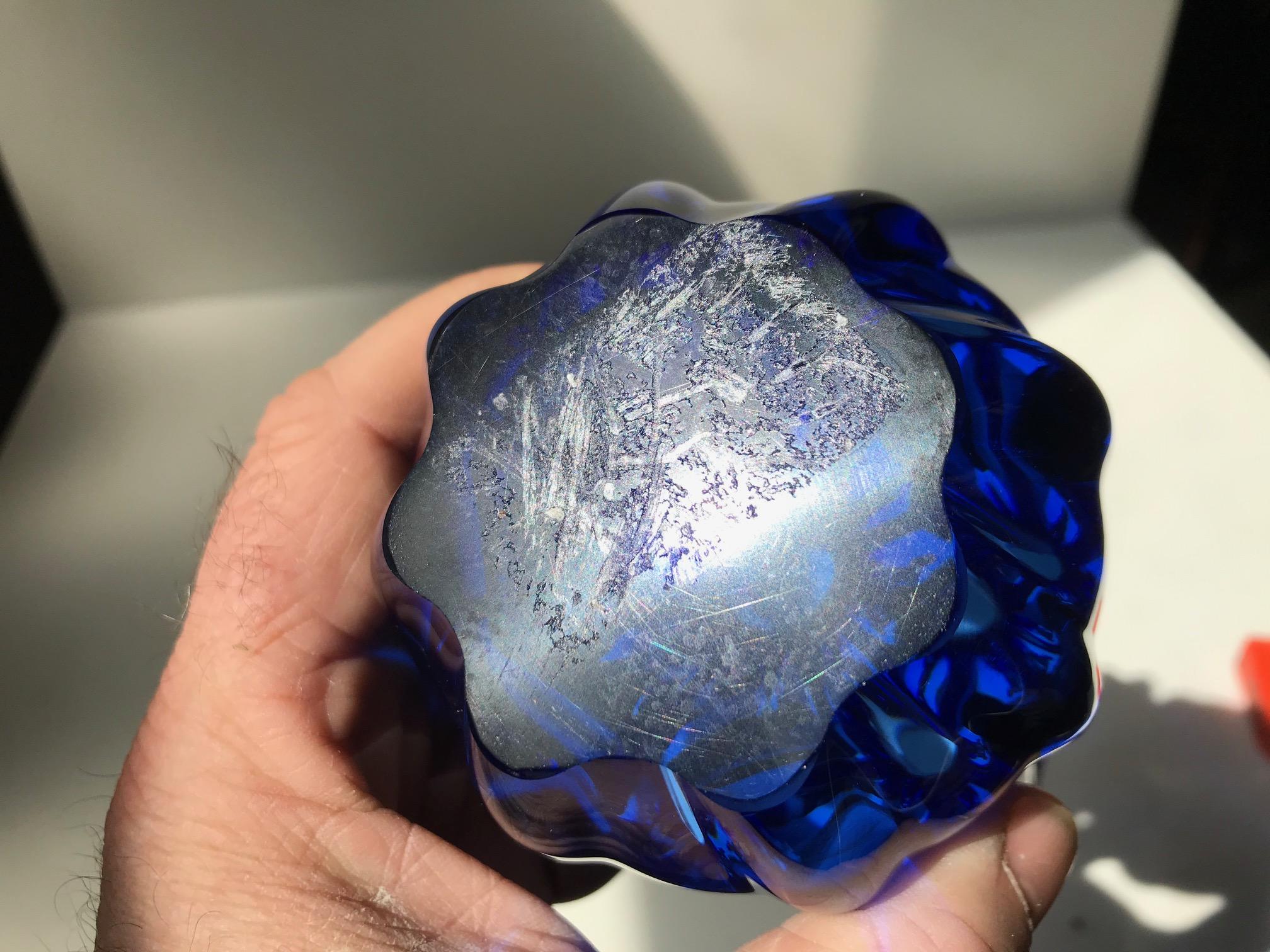 Italian Blue Twisted Murano Glass Vase from Seguso, 1960s For Sale