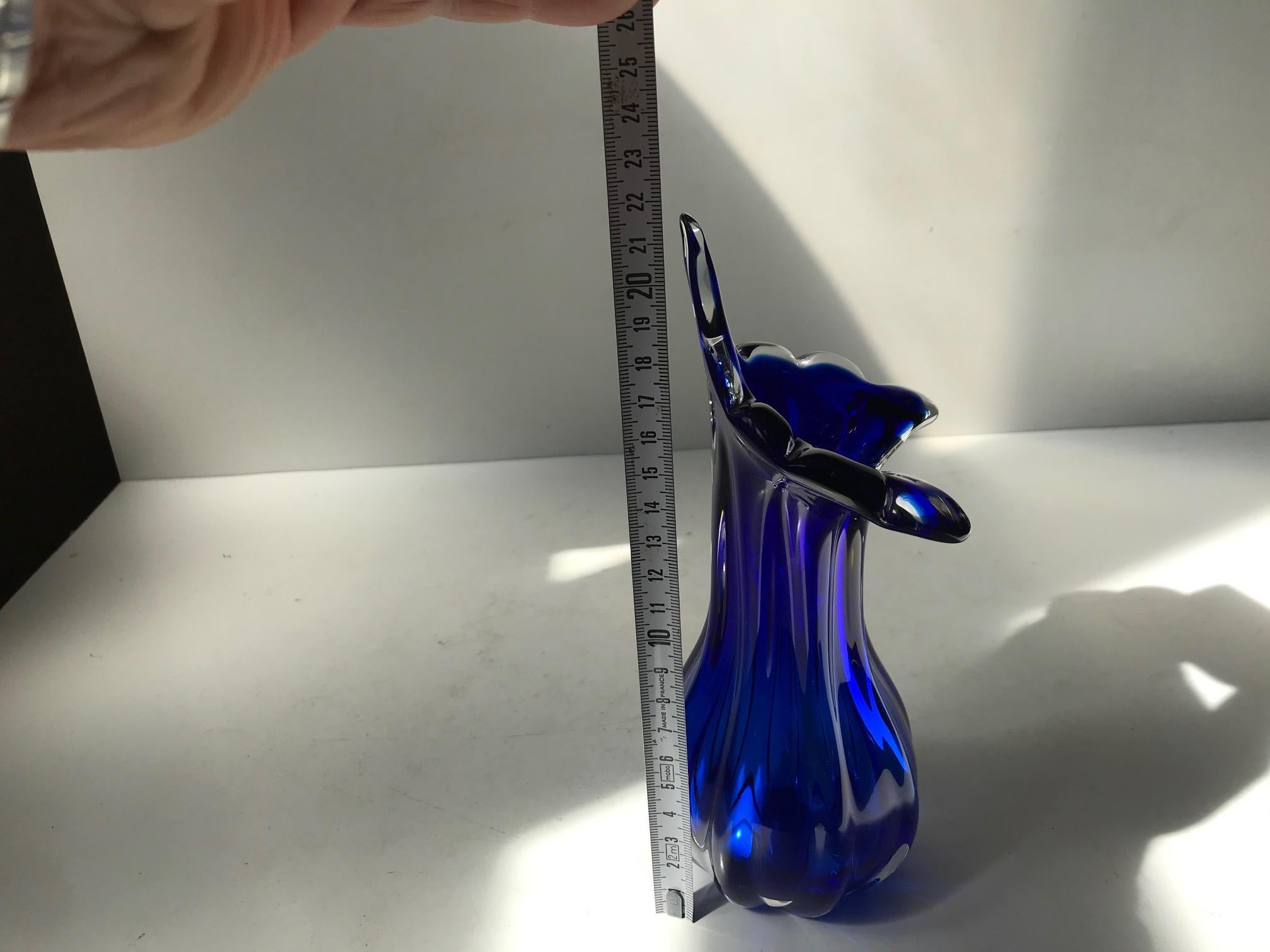 Blue Twisted Murano Glass Vase from Seguso, 1960s In Good Condition For Sale In Esbjerg, DK