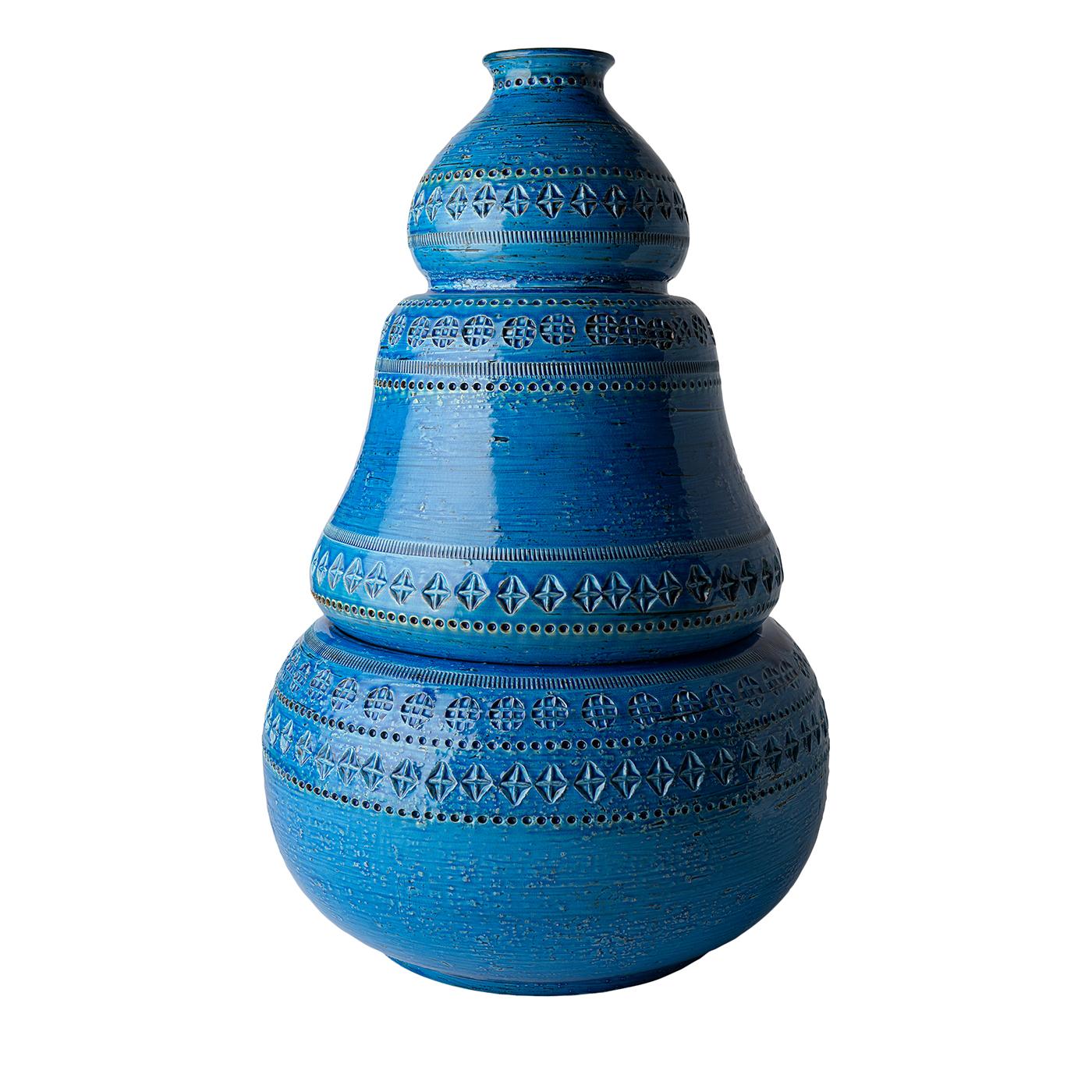 Blue Two-Elements Vase by Aldo Londi (Italienisch) im Angebot