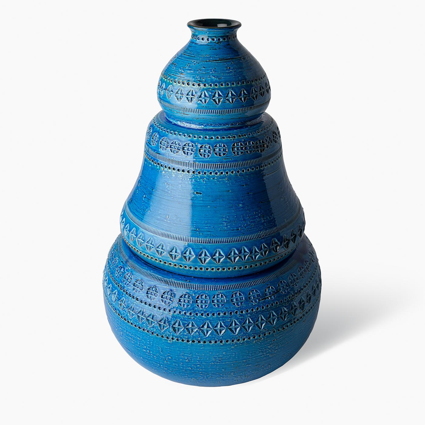 Blue Two-Elements Vase by Aldo Londi im Angebot 1