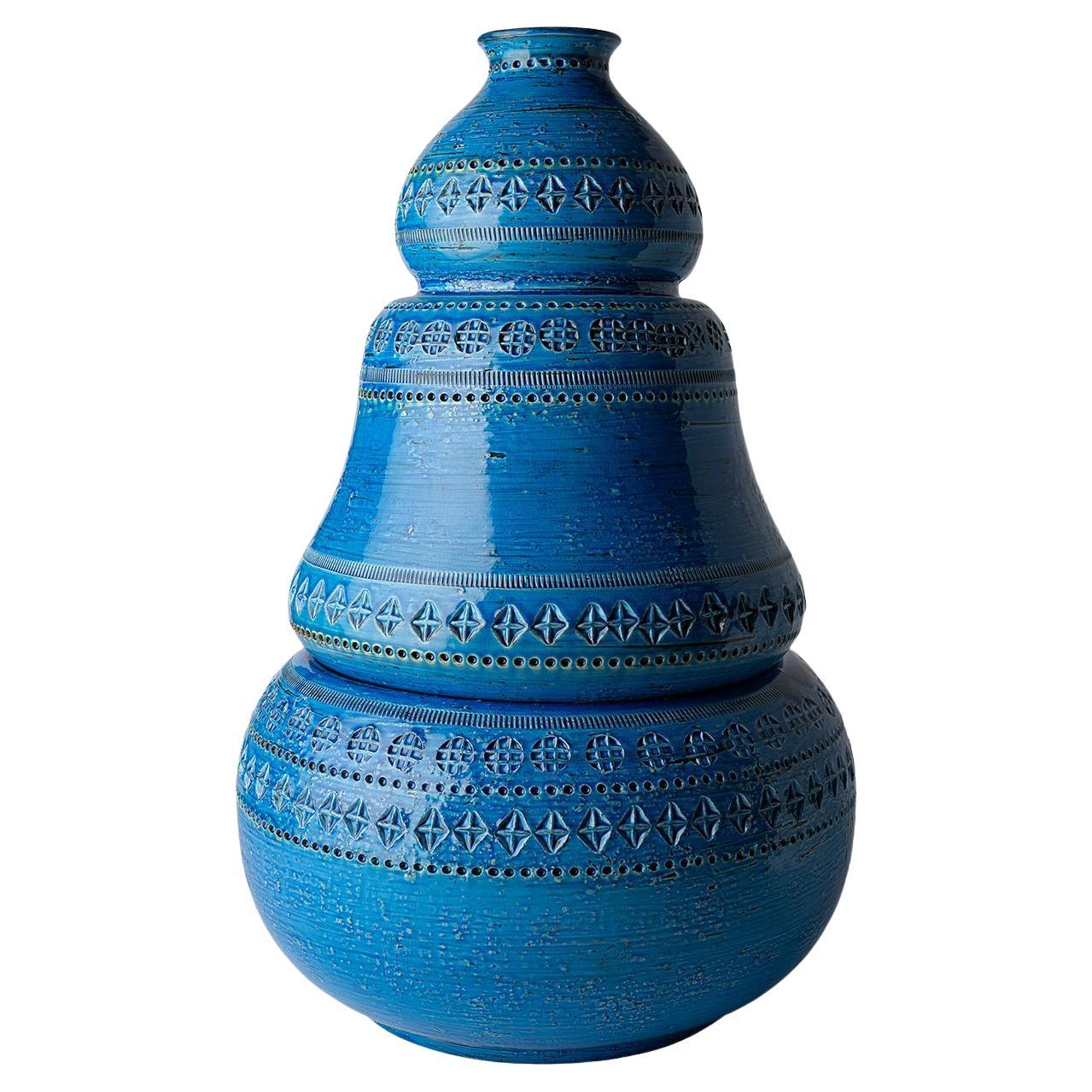 Blue Two-Elements Vase by Aldo Londi