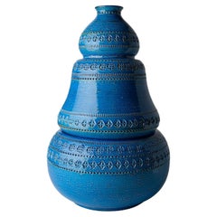 Blue Two-Elements Vase by Aldo Londi
