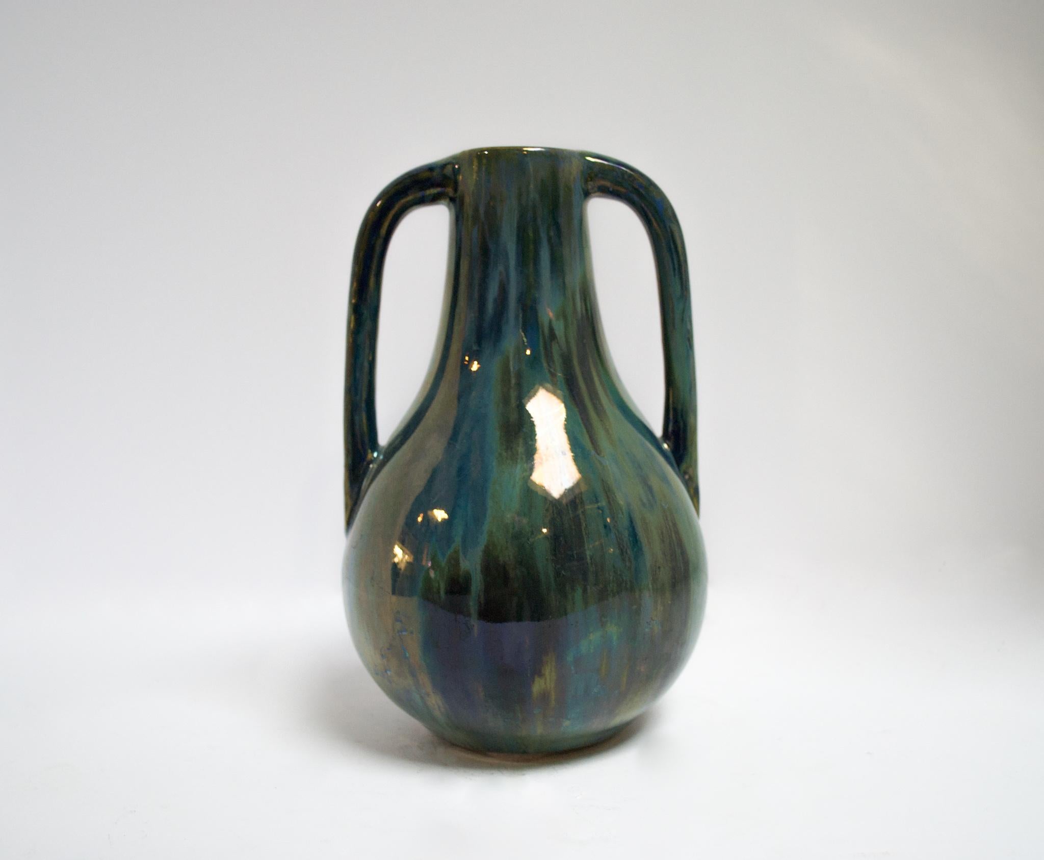Francese Vaso Cytere Luser blu a due maniglie in vendita