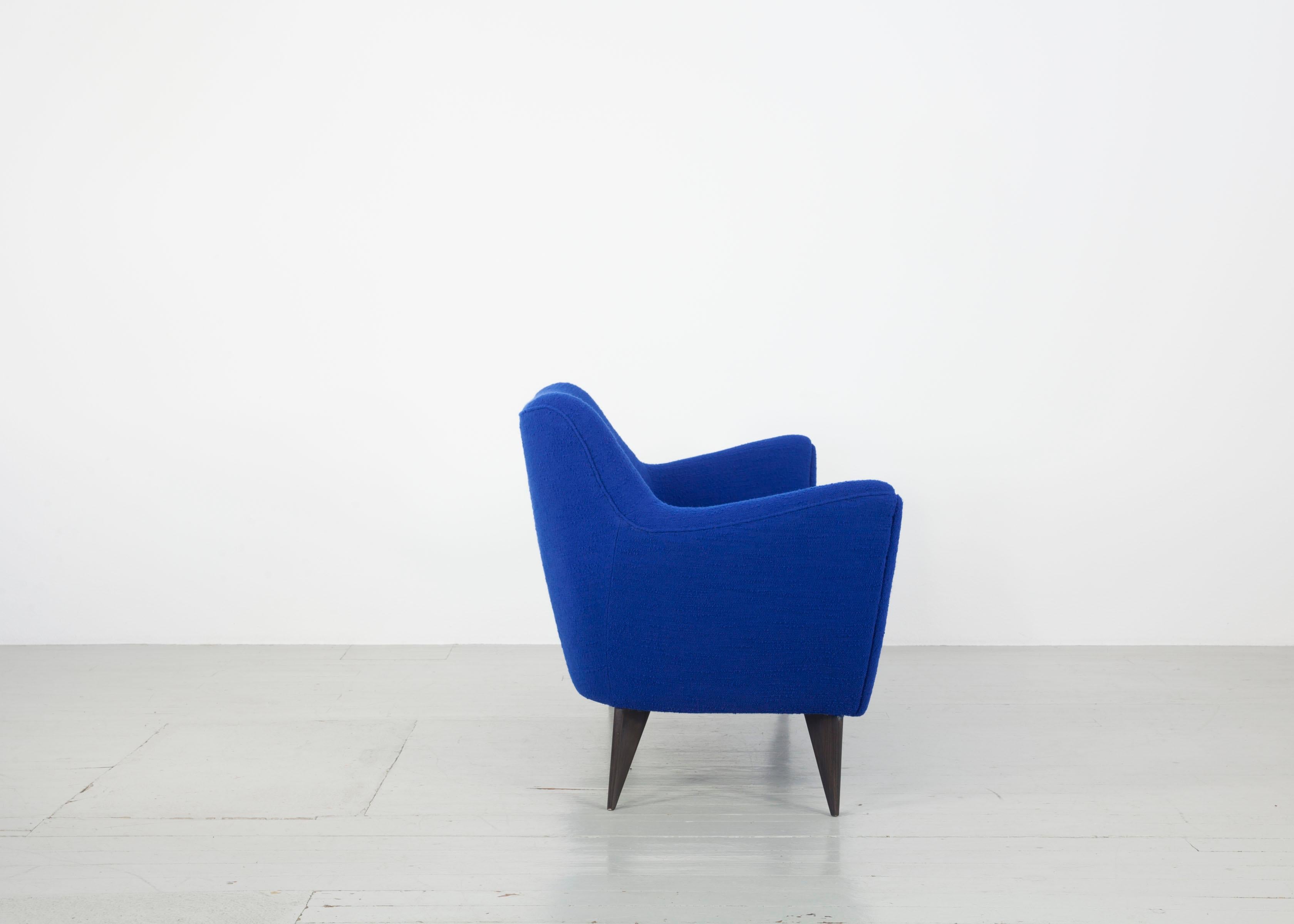 Mid-Century Modern Blue Two-Seat Sofa, Design by Giulia Veronesi, ISA Bergamo, Italy, 1950s