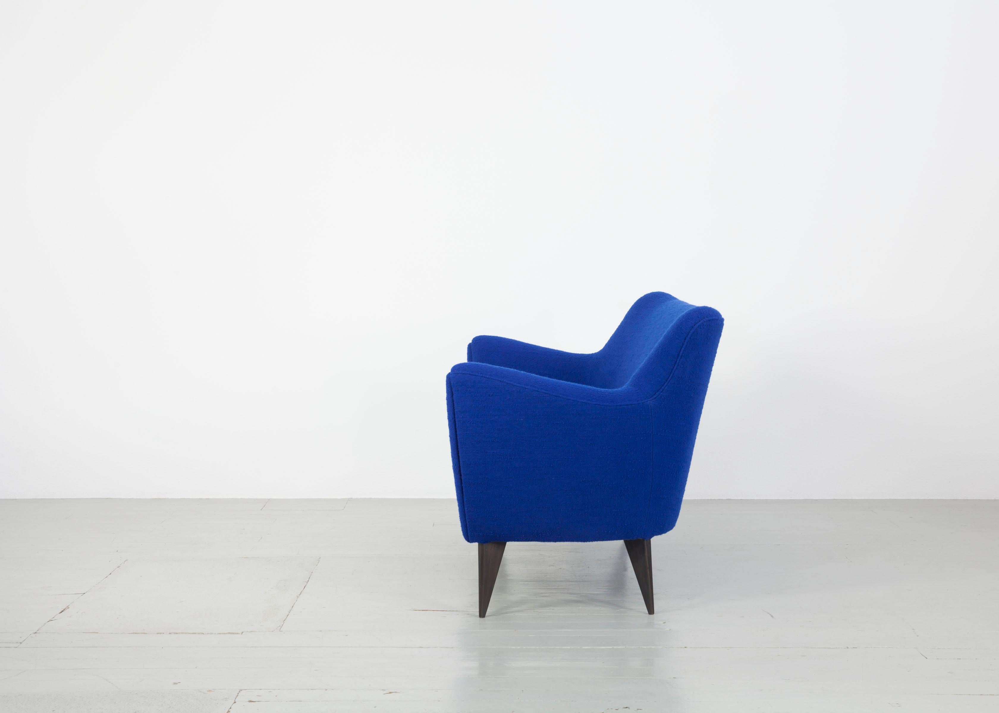 Wool Blue Two-Seat Sofa, Design by Giulia Veronesi, ISA Bergamo, Italy, 1950s