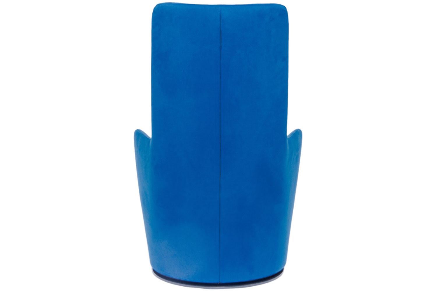 Modern Blue Ultra Suede High Back Swivel Lounge Chair, Bensen