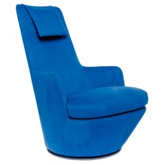 Blue Ultra Suede High Back Swivel Lounge Chair, Bensen