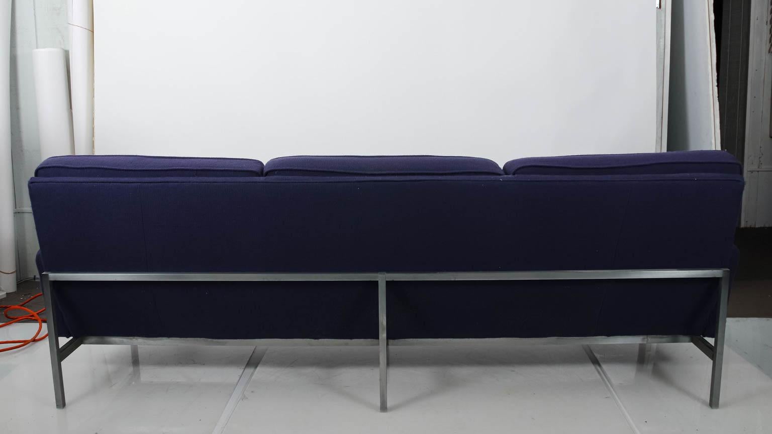 Blue Upholstered Sofa by Florence Knoll 1