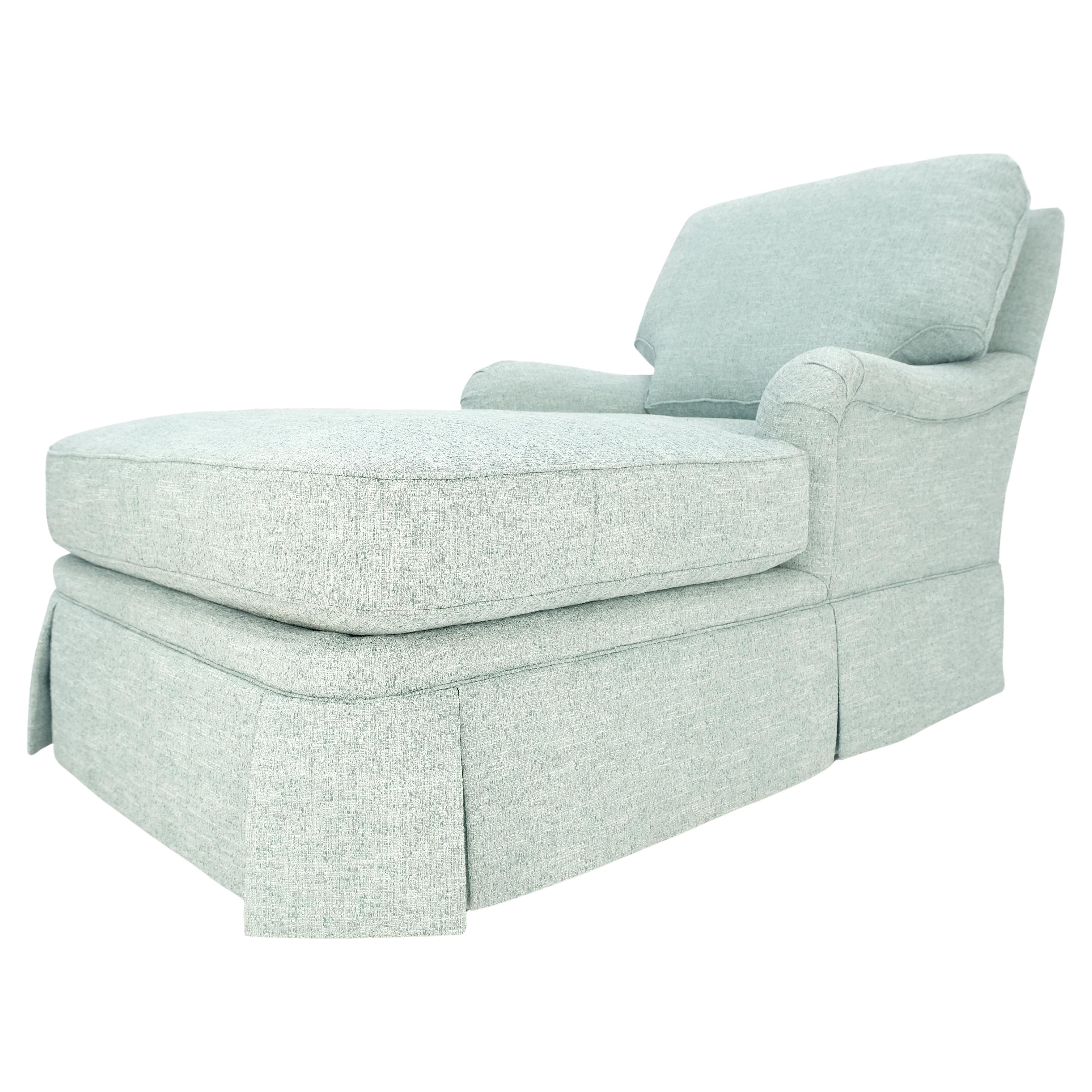 Blue Upholstery French Chaise Lounge c1970s MINT!